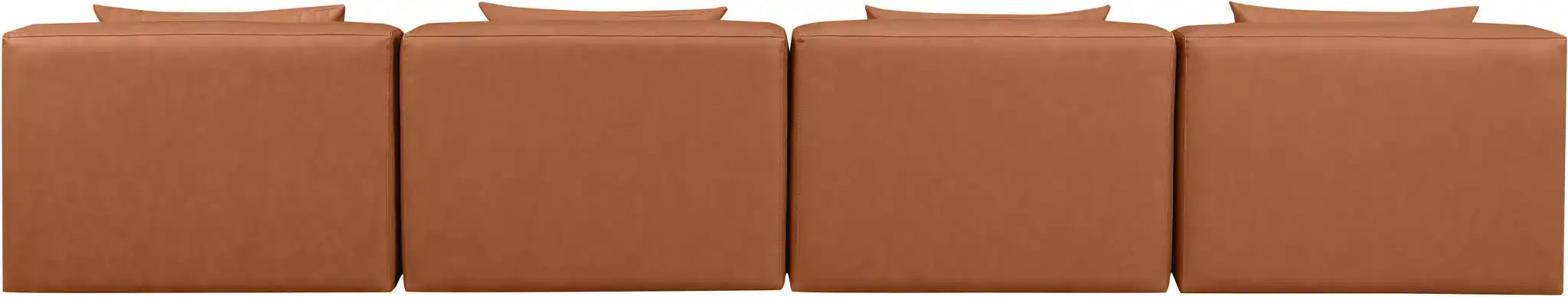 Cube - Modular 4 Piece Armless Sofa - Cognac