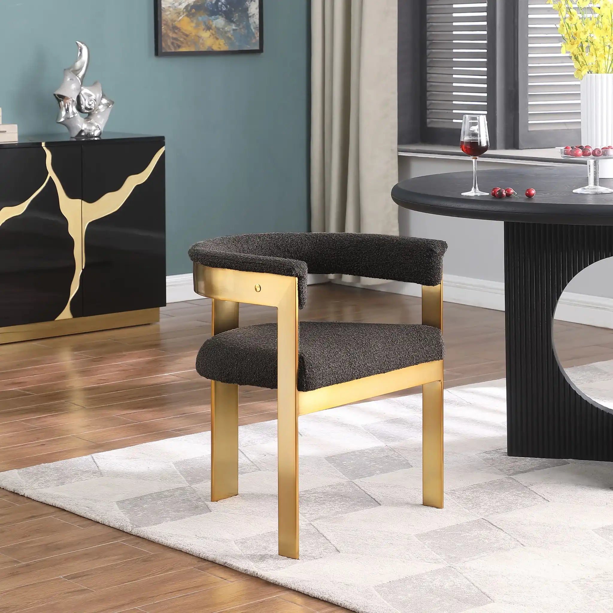 Romeo - Boucle Dining Chair With Gold Base (Set of 2)