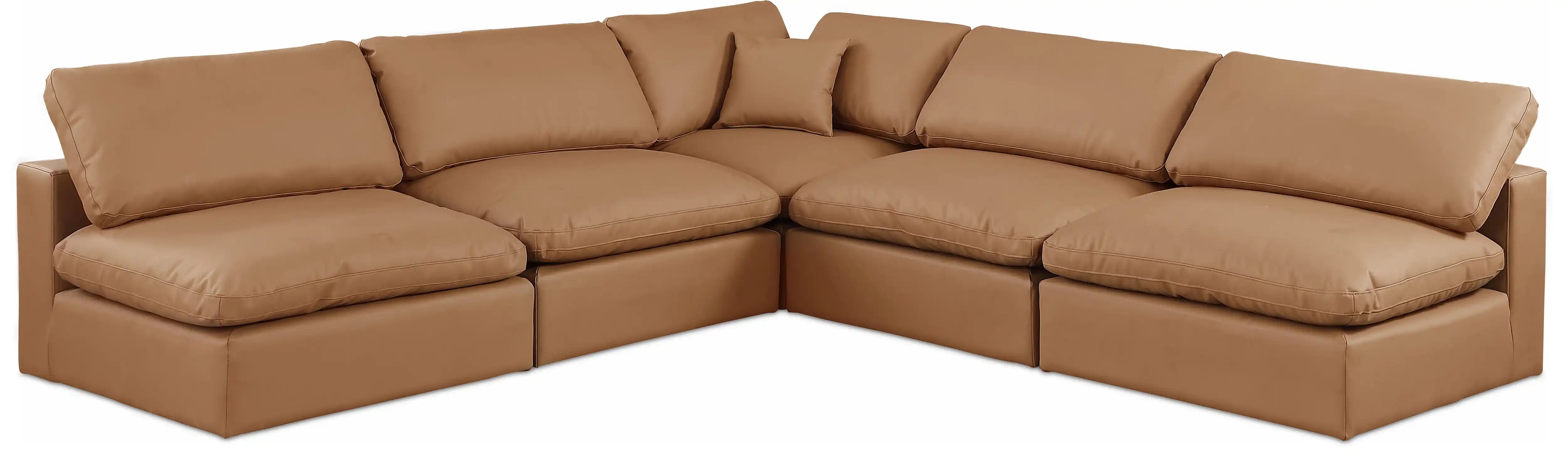 Comfy - 5 Piece Faux Leather Modular Corner Armless Sectional - Best Buy Furniture