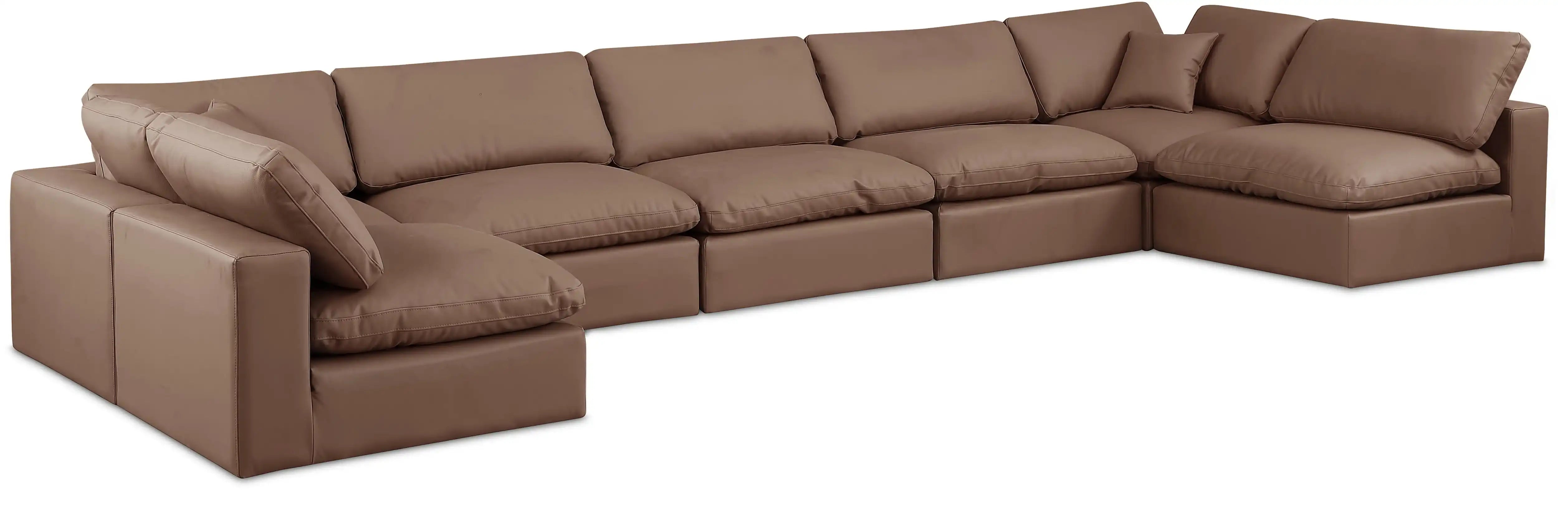 Comfy - 7 Piece Faux Leather Modular Armless Sectional - Best Buy Furniture