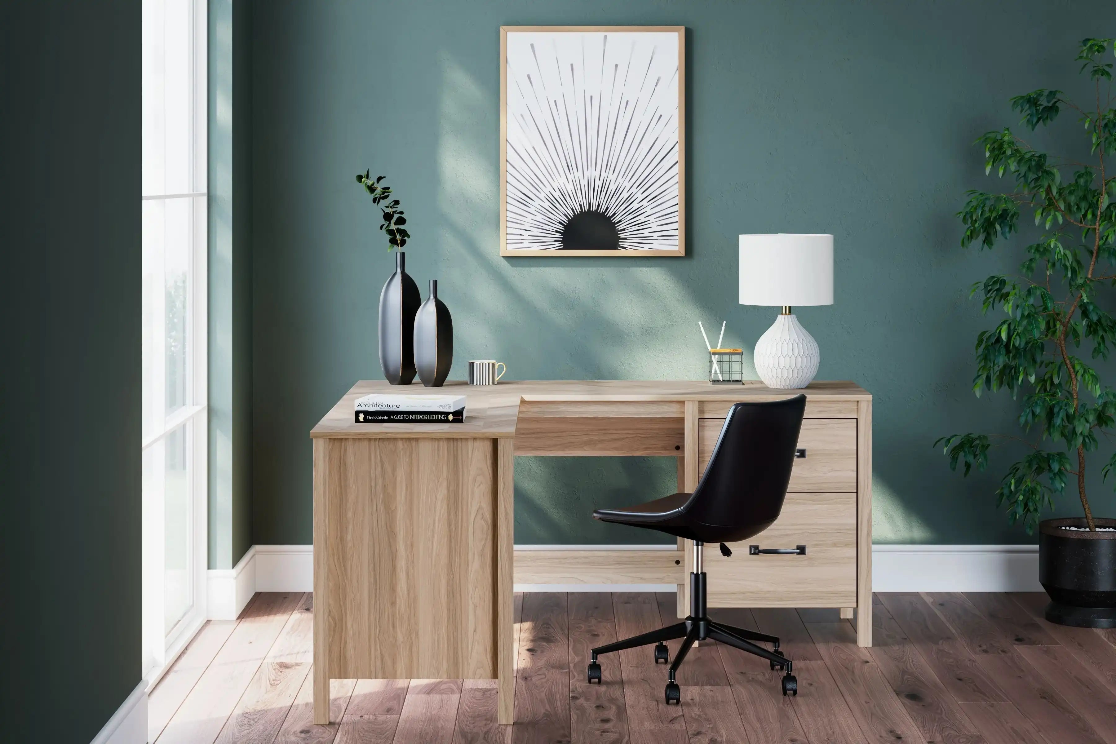 Battelle - 60" Home Office Desk With Return - Tan - Best Buy Furniture