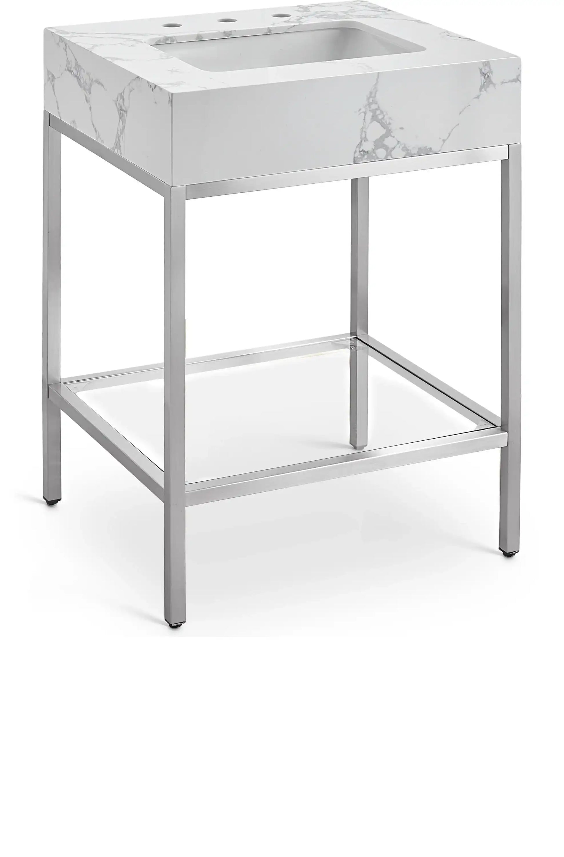 Marmo - Engineered Marble Bathroom Vanity With Chrome Base - Best Buy Furniture