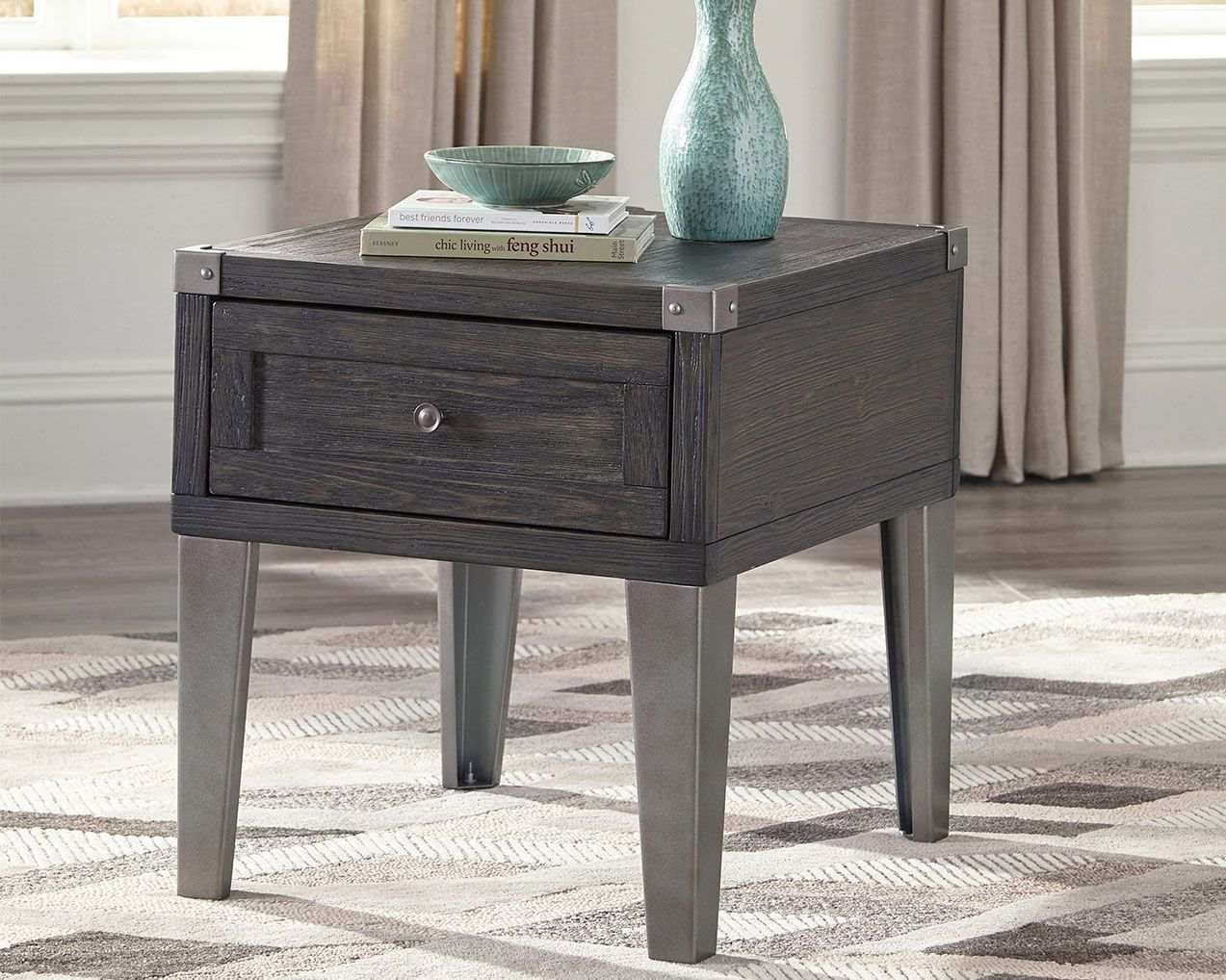 Todoe - Rectangular End Table - Dark Gray - Best Buy Furniture