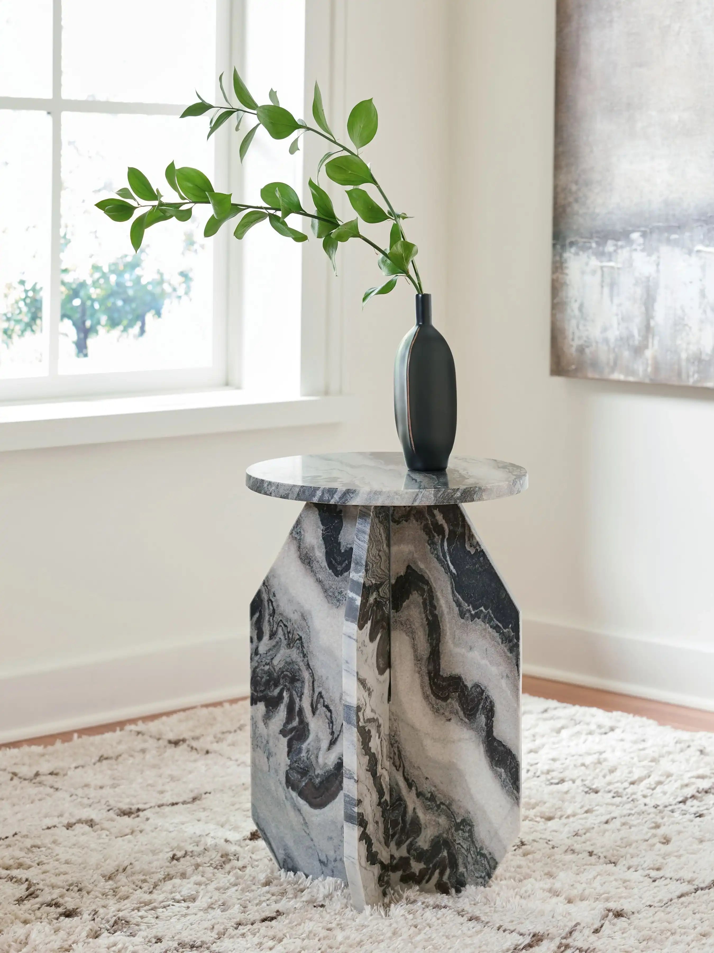 Wrenlane - Accent Table - Black / White / Taupe - Best Buy Furniture