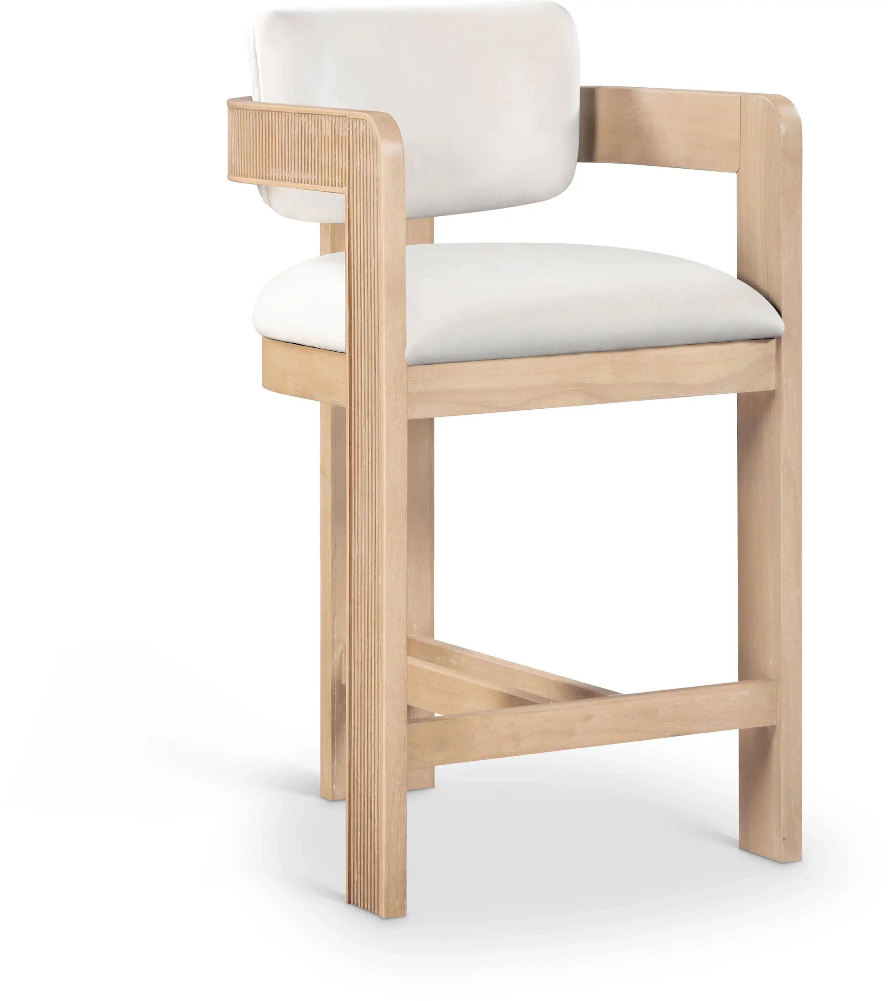 Sacha - Velvet Stool With Natural Base - Best Buy Furniture