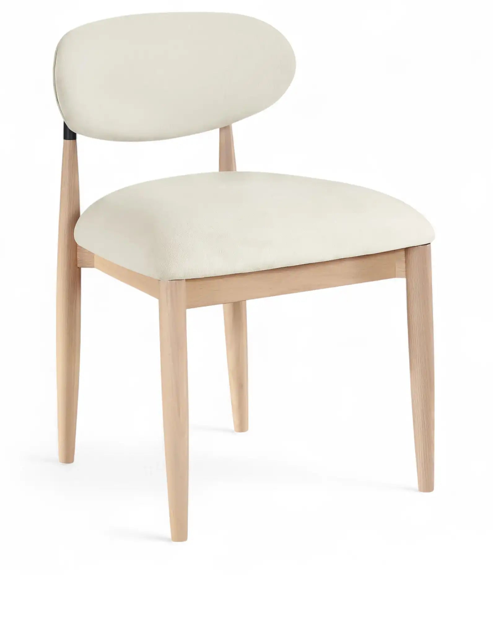 Riccio - Performance Fabric Upholstered Dining Side Chair (Set of 2) With Light Brown Legs - Cream - Best Buy Furniture