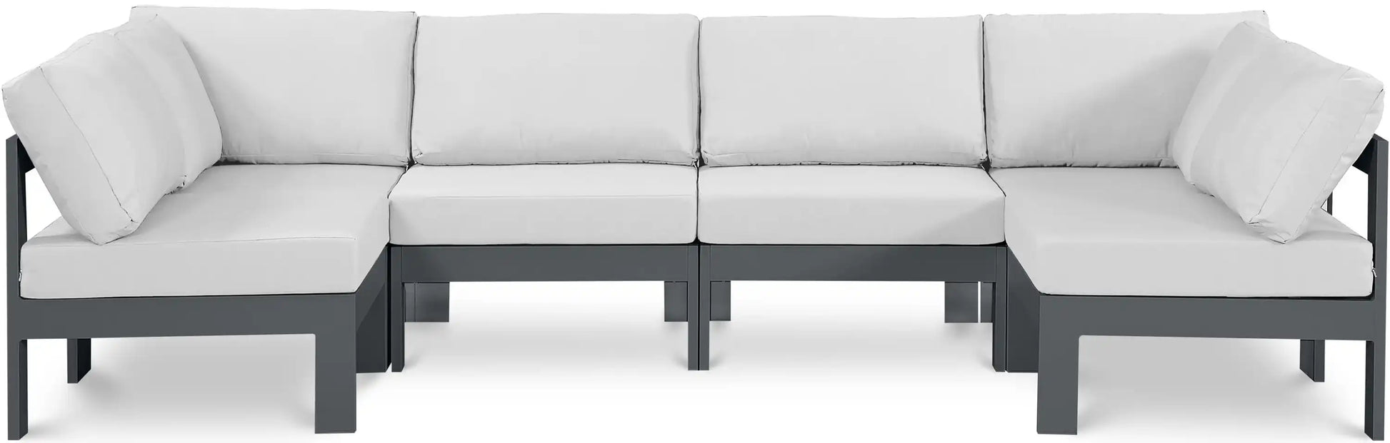 Nizuc - Outdoor Patio 6 Piece Modular Sectional With Gray Frame - Best Buy Furniture