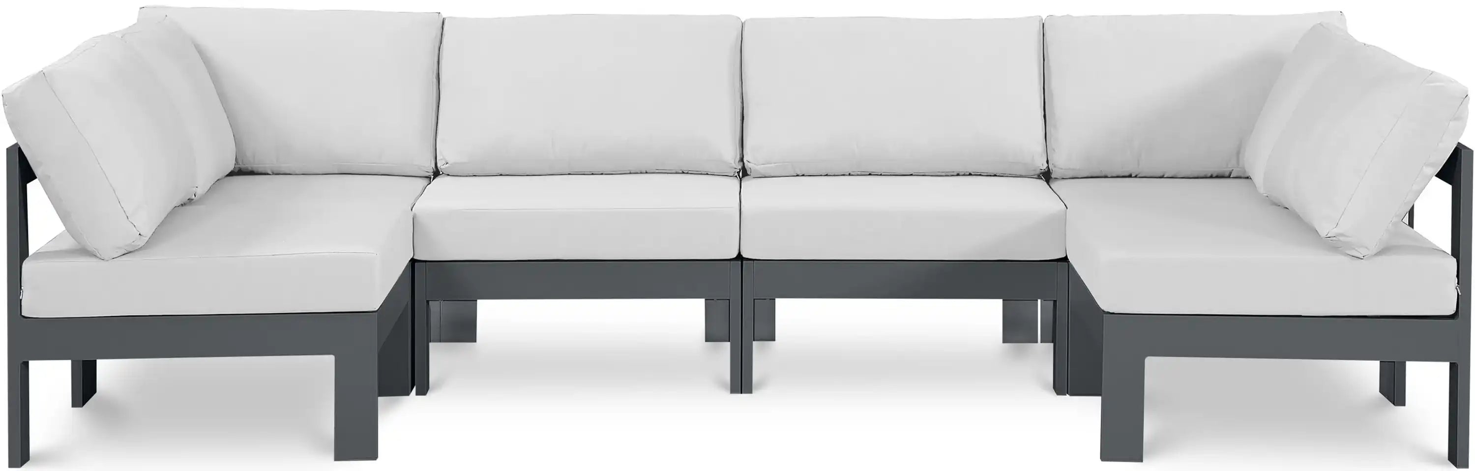 Nizuc - Outdoor Patio 6 Piece Modular Sectional With Gray Frame - Best Buy Furniture