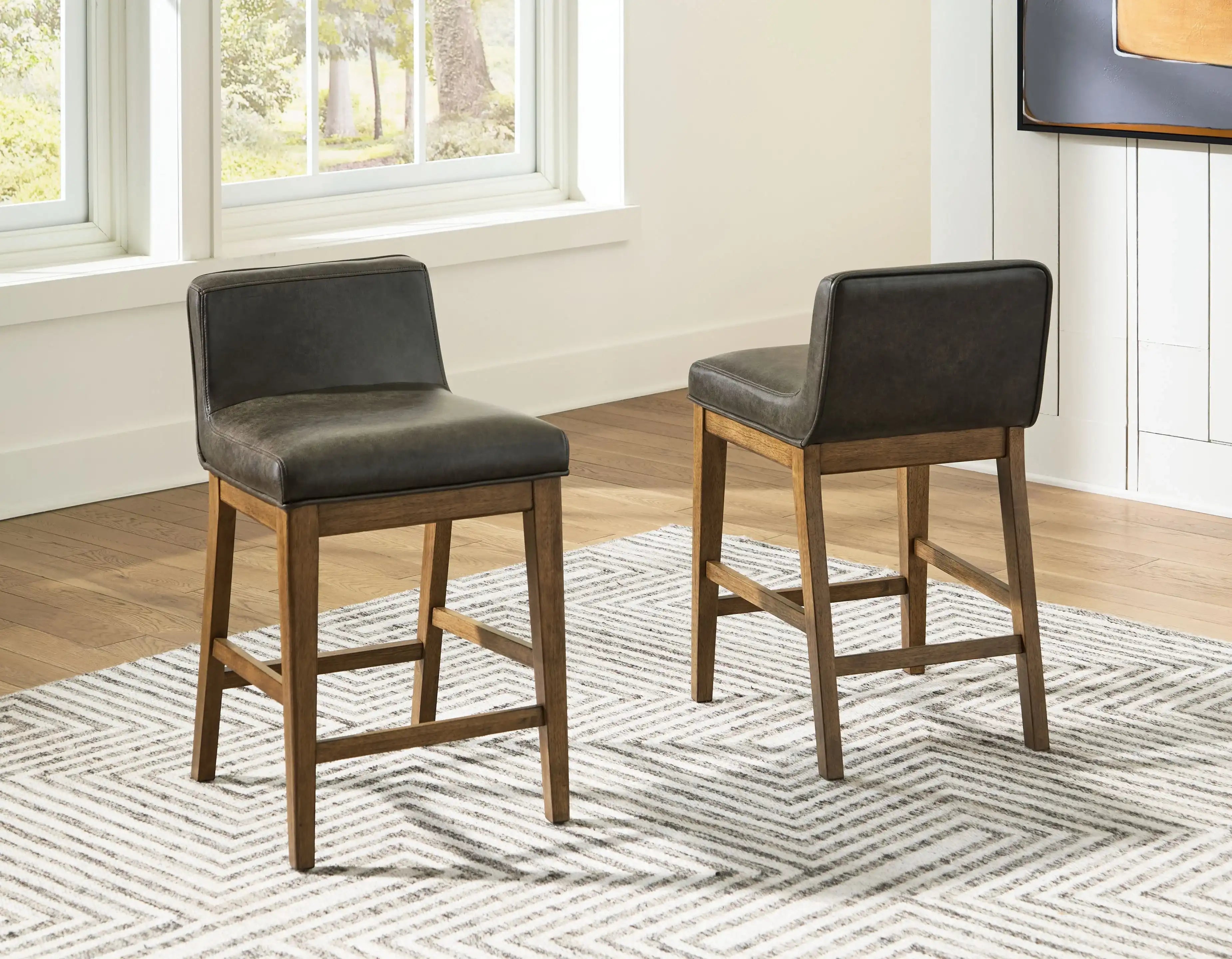 Cabalynn - Upholstered Barstool (Set of 2) - Two-tone Brown - Best Buy Furniture