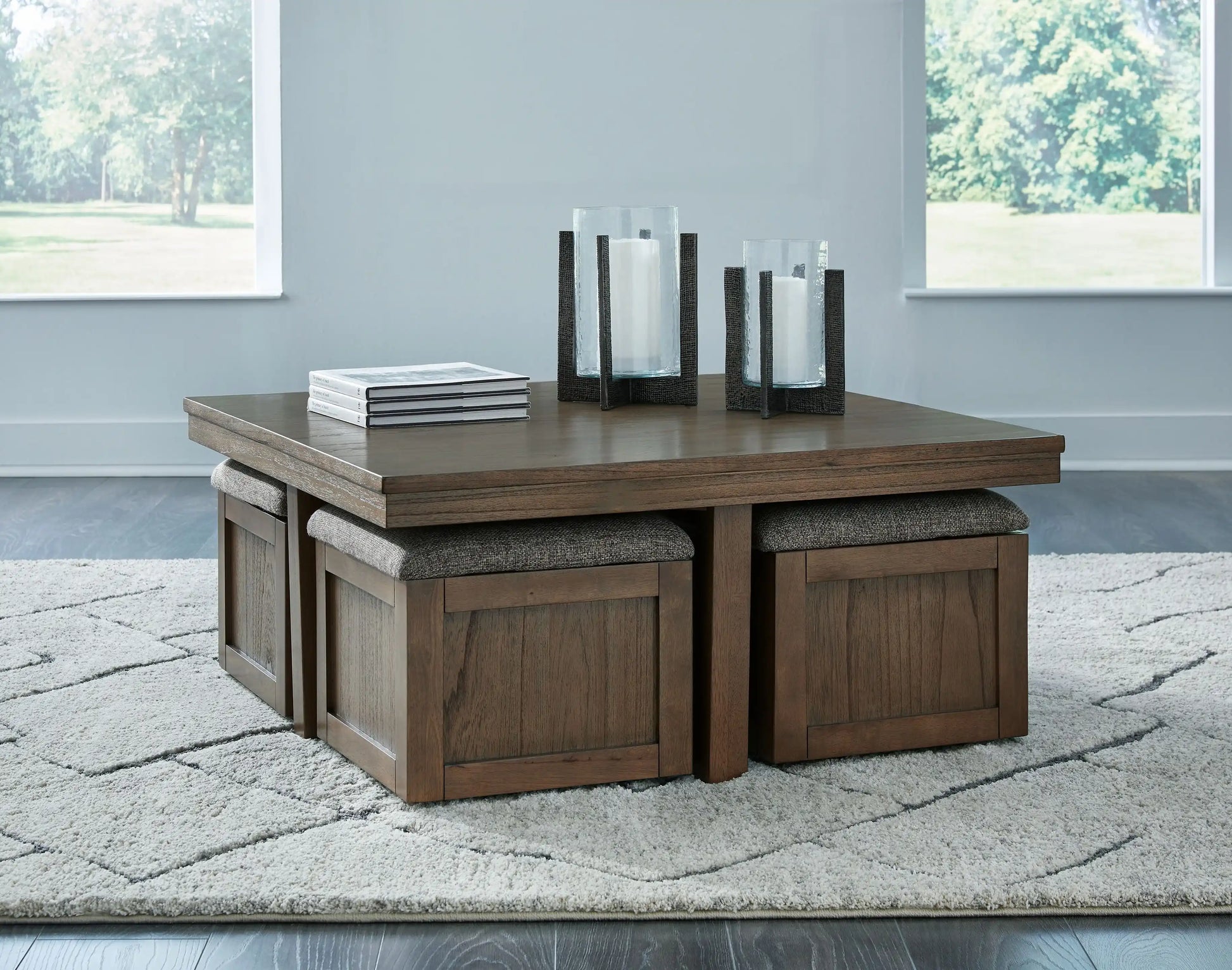 Boardernest - Cocktail Table With 4 Stools (Set of 5) - Brown - Best Buy Furniture