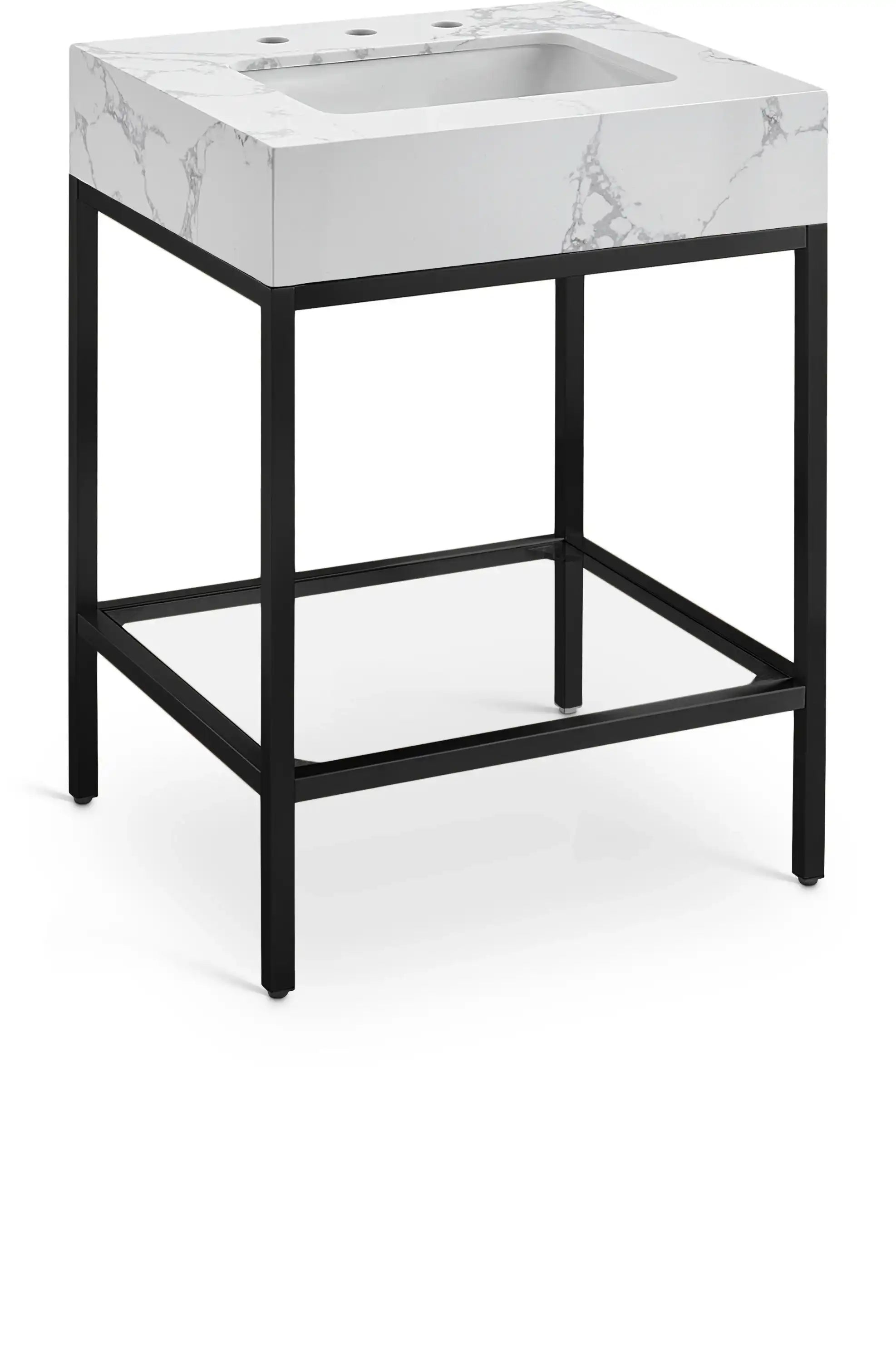 Marmo - Engineered Marble Bathroom Vanity With Black Base - Best Buy Furniture
