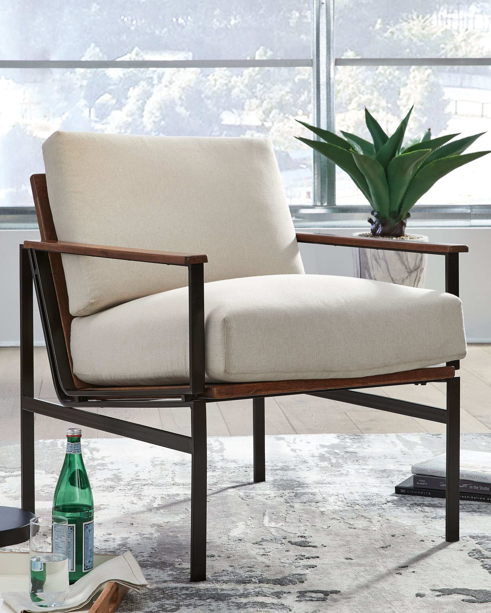 Tilden - Accent Chair - Ivory / Brown - Best Buy Furniture