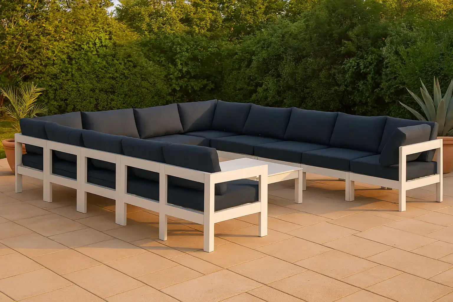 Nizuc - Outdoor Patio 12 Piece Modular Sectional With White Frame