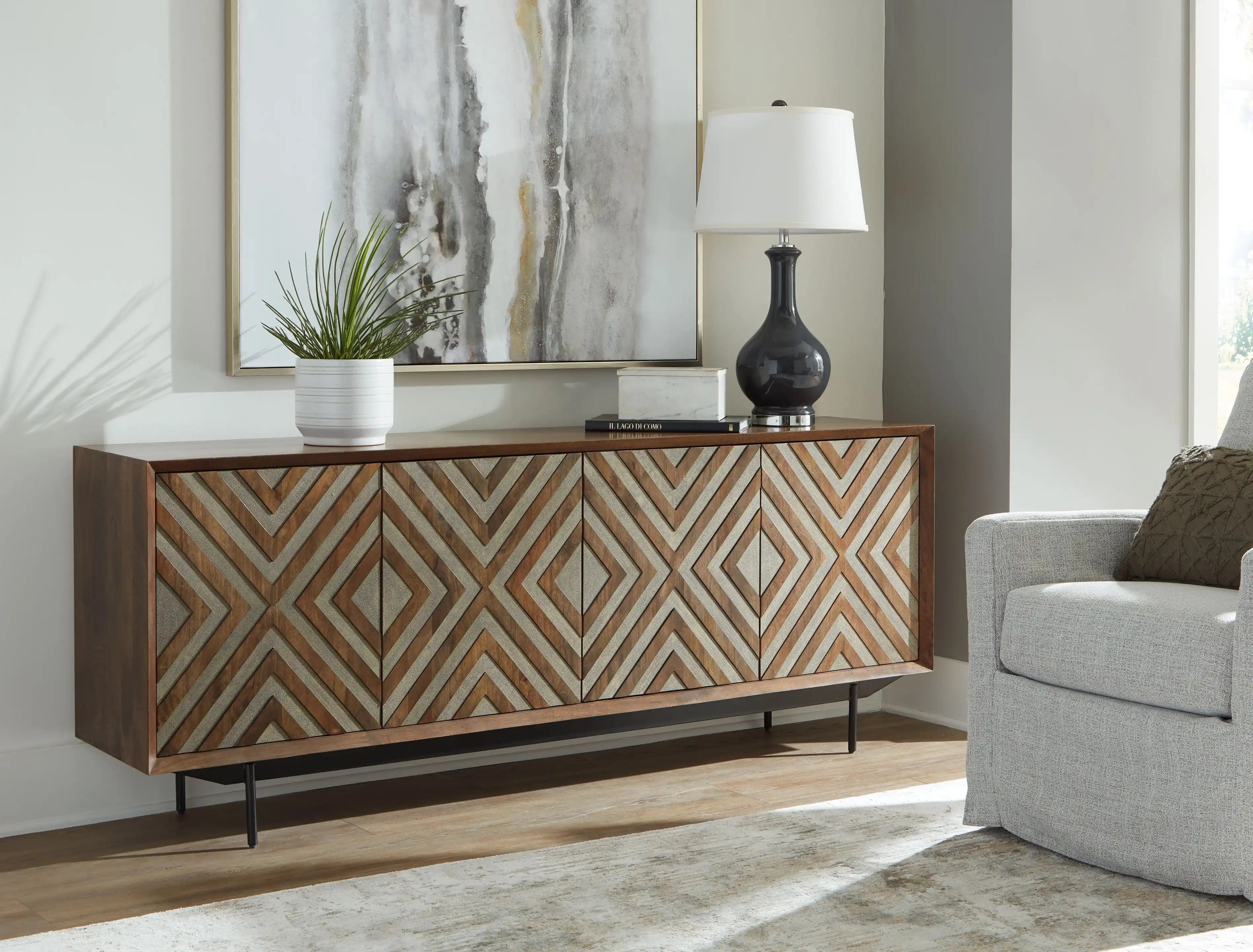 Dreggan - Accent Cabinet - Brown / Gold Finish - Best Buy Furniture