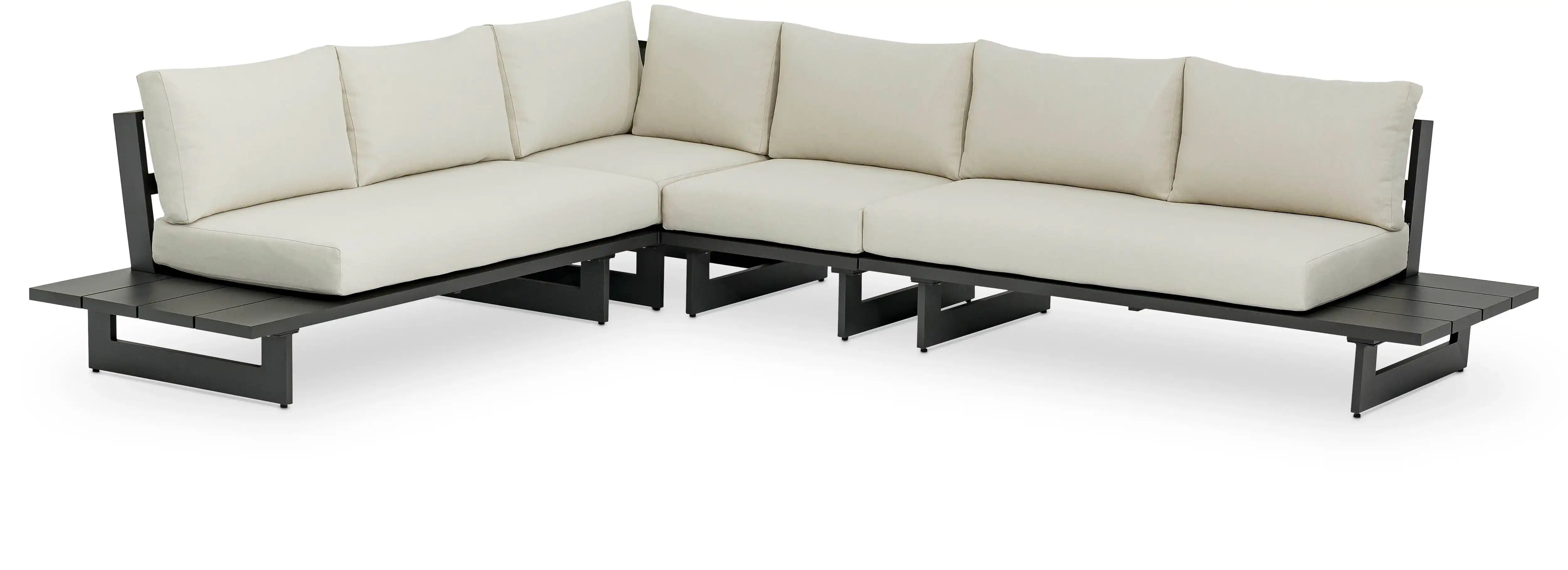Maldives - 4 Piece Water Resistant Outdoor Patio Modular Sectional With Gray Base - Best Buy Furniture