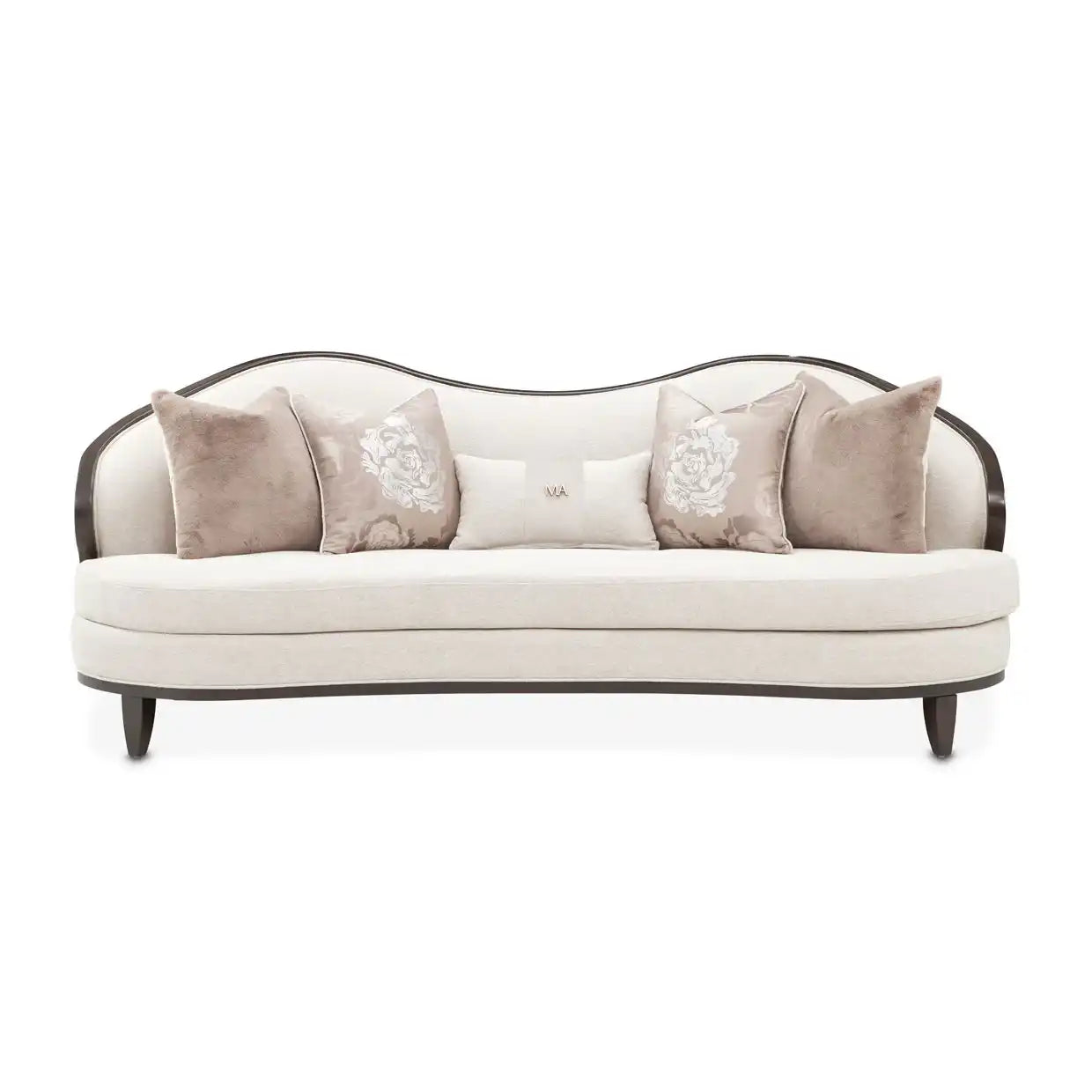 Camellia Field - Chenille Sofa - Beige / Dark Brown - Best Buy Furniture