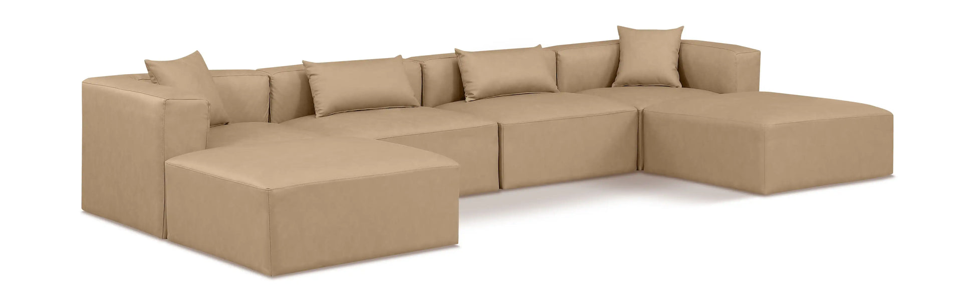 Cube - 6 Piece Modular Double Chaise Sectional - Tan - Best Buy Furniture
