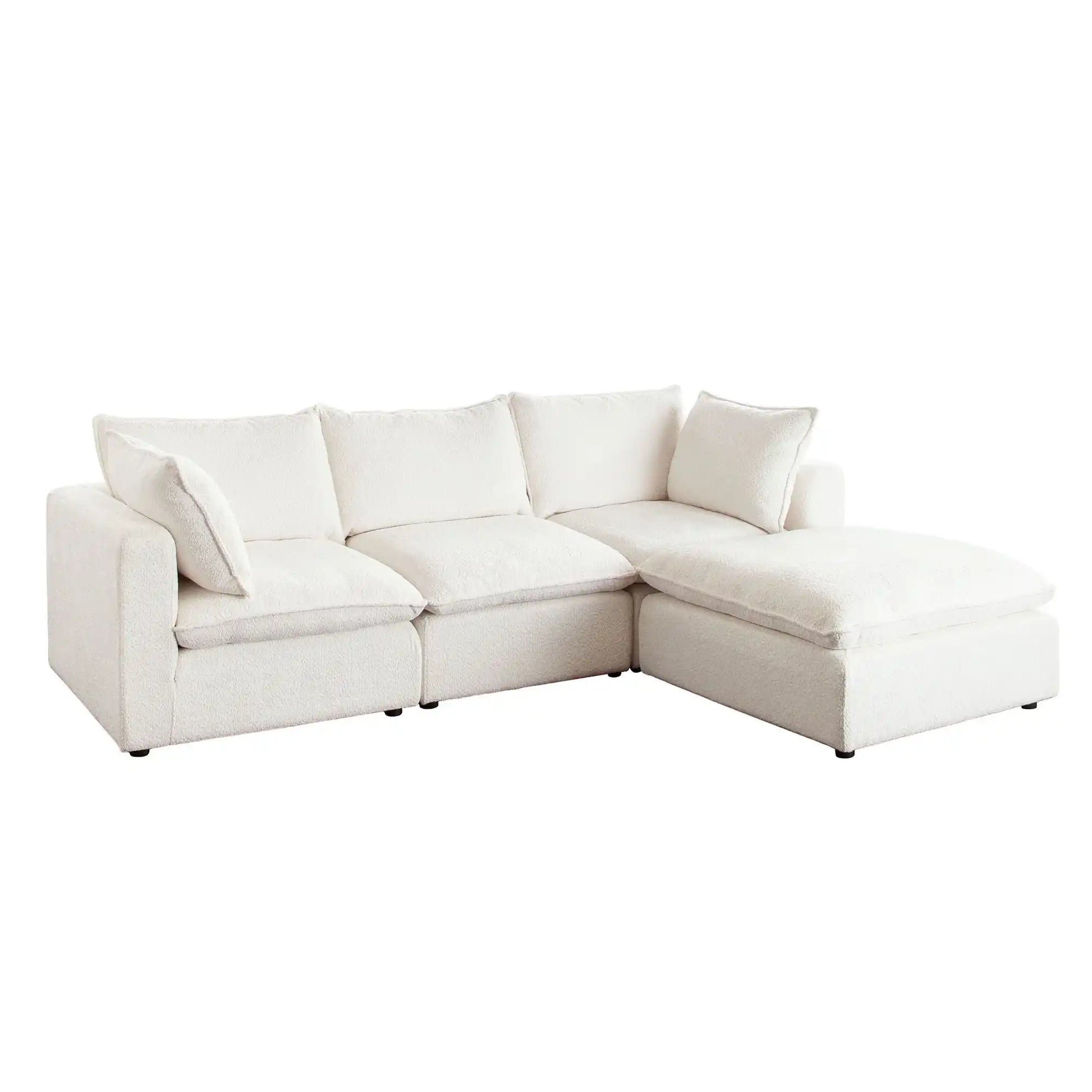 Ivy Reversible 4 Piece Down Sectional – White Faux Shearling - Best Buy Furniture