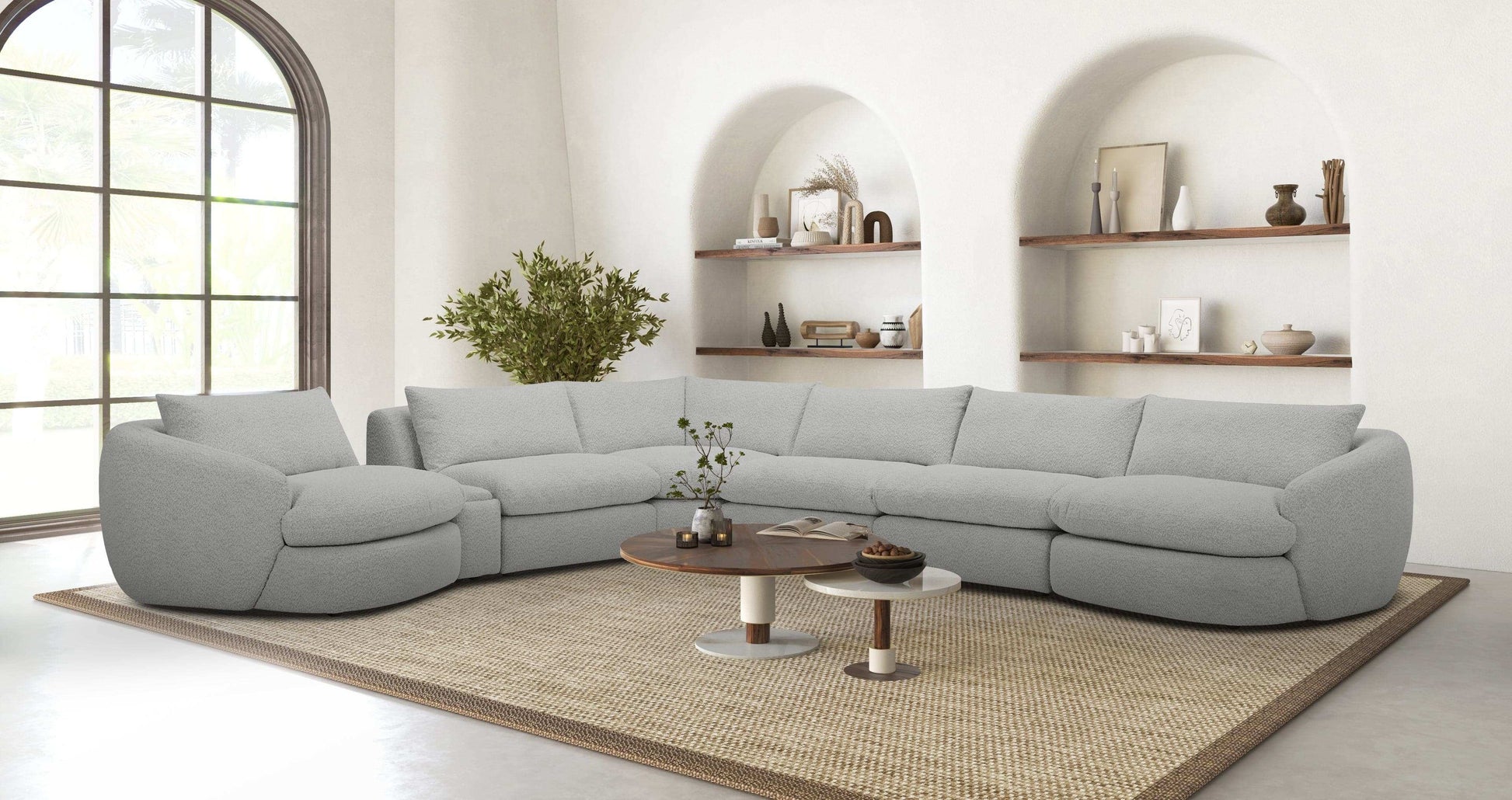 Azelea 5-Piece Modular Sectional – Soft-Touch Bouclé with Goose Feather Fill - Best Buy Furniture
