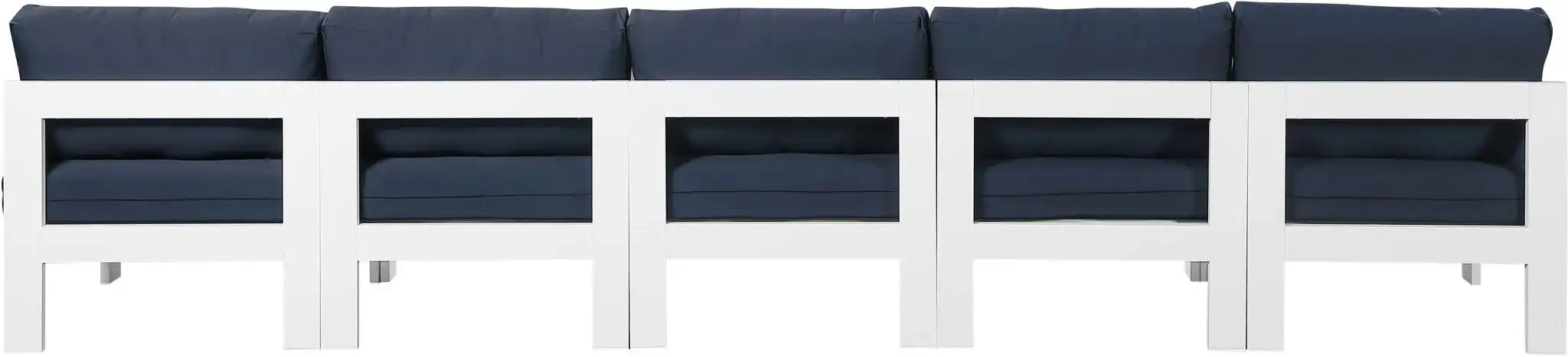Nizuc - Outdoor Patio 5 Seat Modular Armless Sofa With White Frame