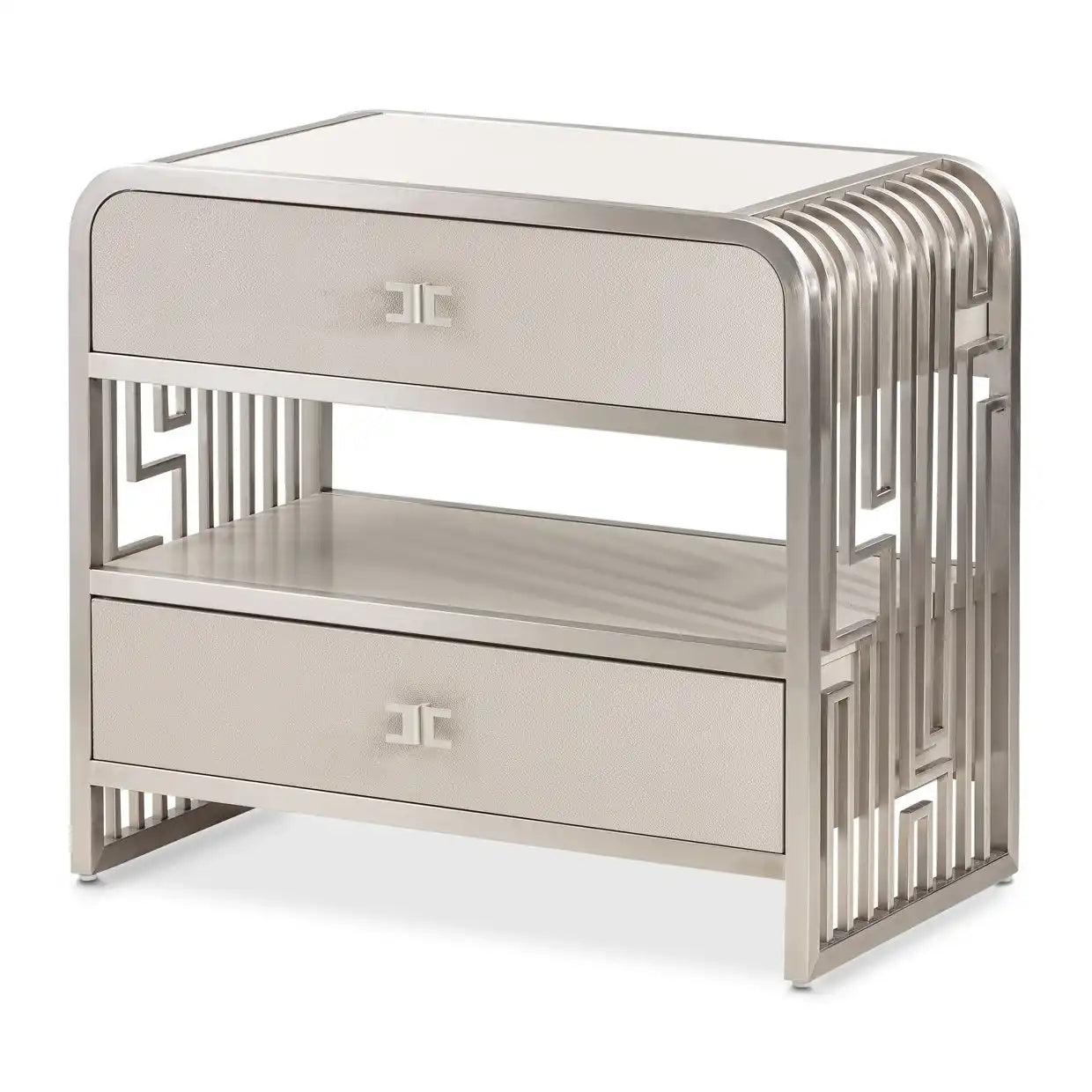 Roxbury Park - Metal Nightstand - Stainless Steel - Best Buy Furniture