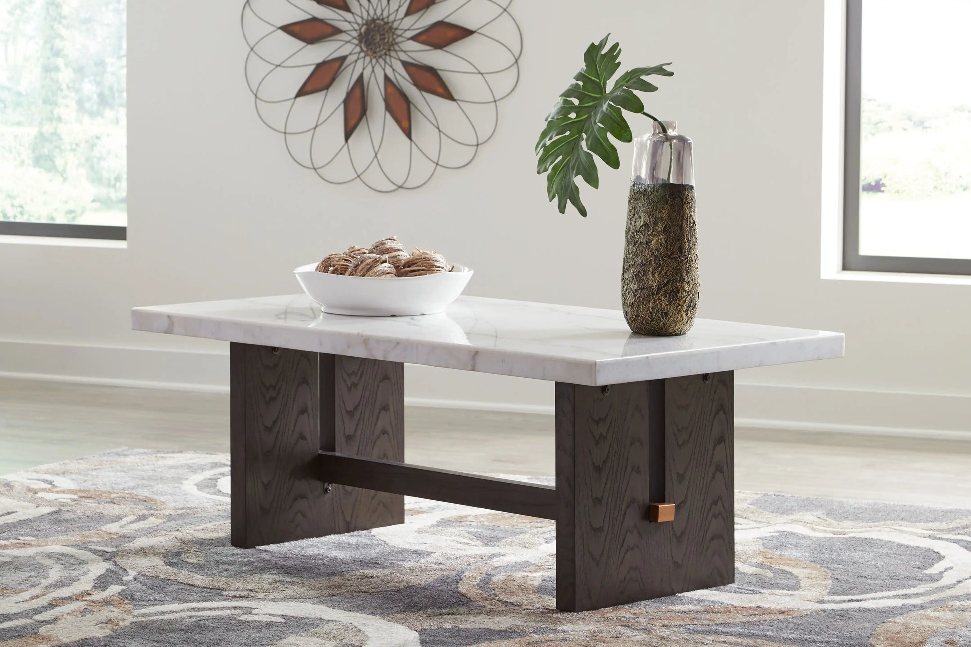 Burkhaus - Rectangular Cocktail Table - White / Dark Brown - Best Buy Furniture