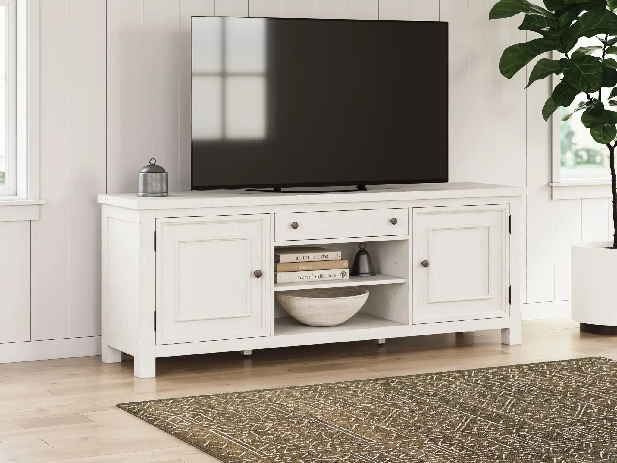 Robbinsdale - Extra Large TV Stand - Antique White - Best Buy Furniture