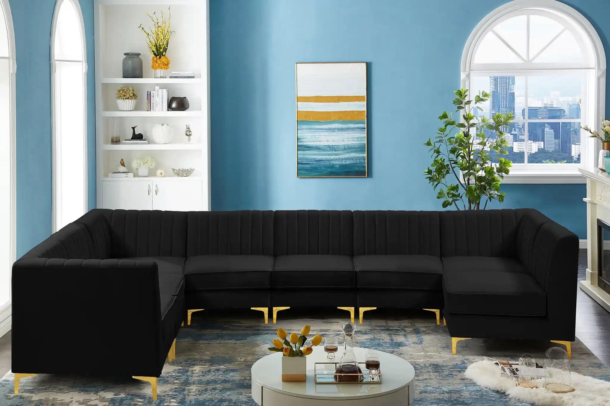 Alina - 8 Piece Velvet Modular Sectional