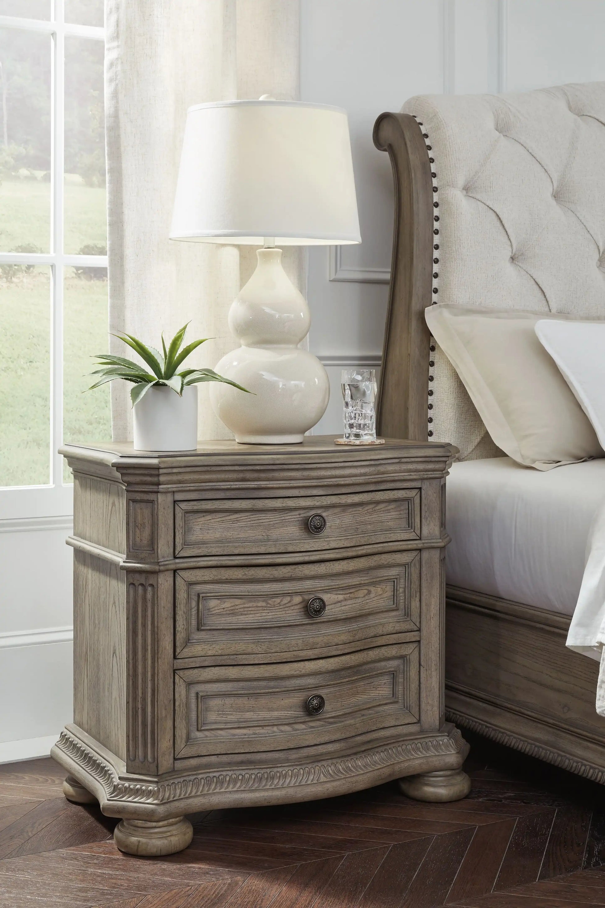 Ardenfield - Three Drawer Night Stand - Light Brown - Best Buy Furniture