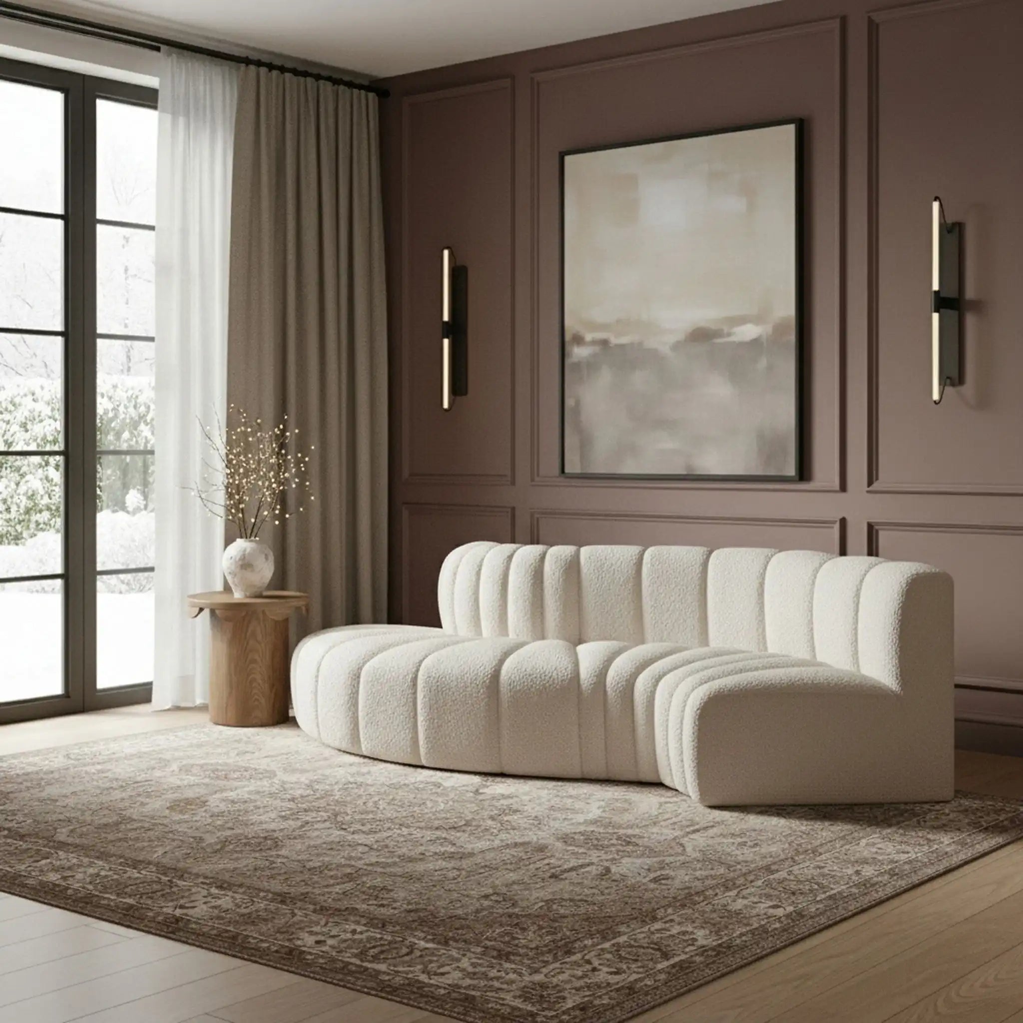 Arc - Boucle Fabric 4 Piece L-Shaped Modular Sofa