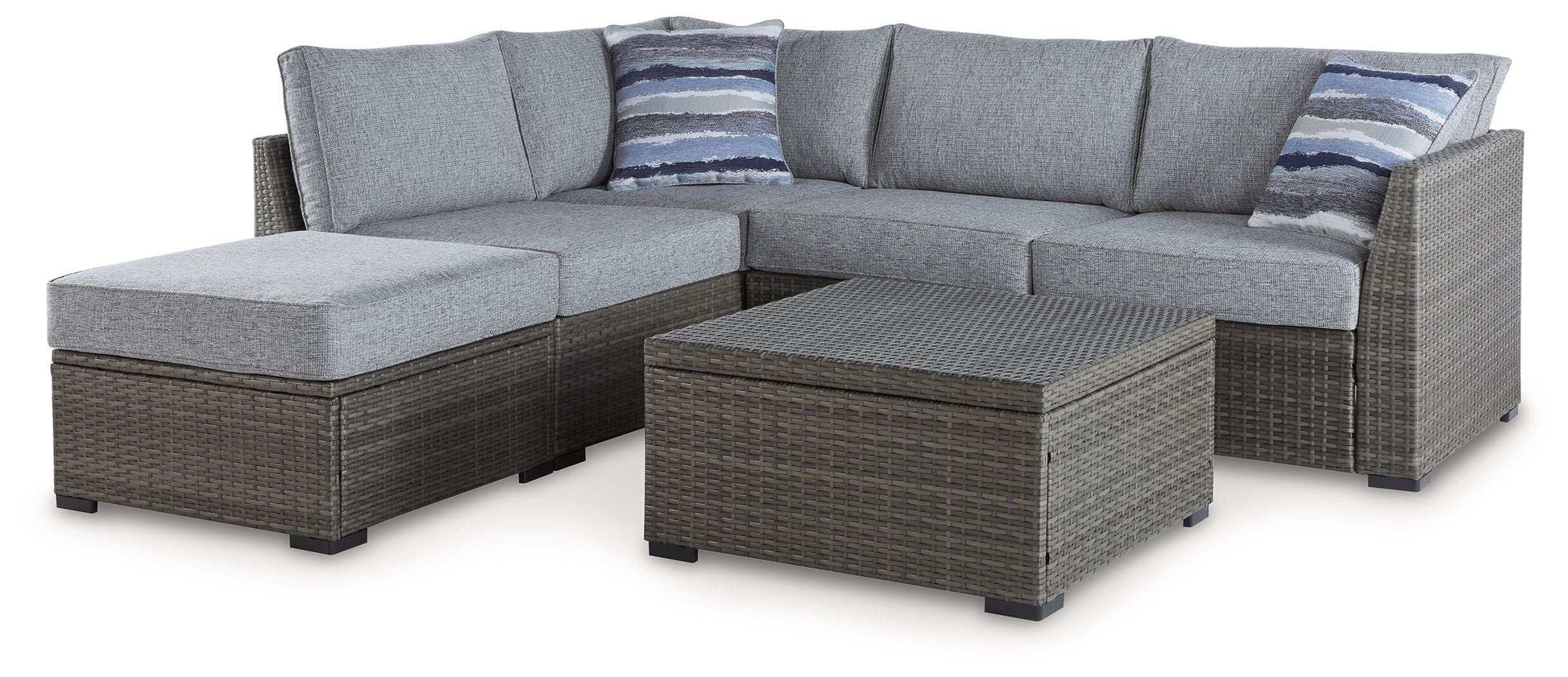 Petal Road - Loveseat Sectional, Ottoman, Table Set (Set of 4) - Gray - Best Buy Furniture