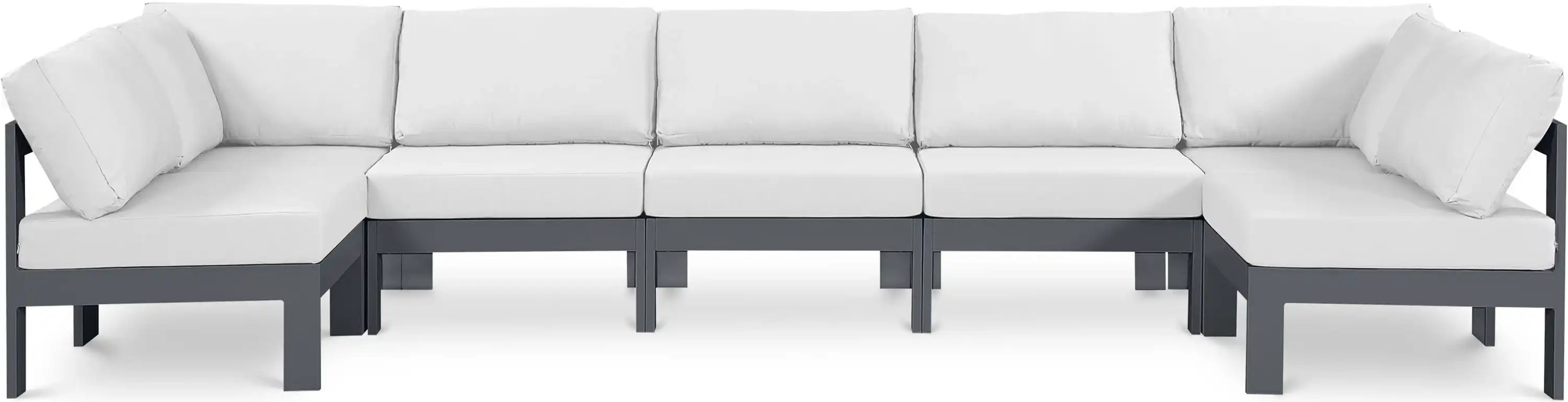 Nizuc - Outdoor Patio 7 Piece Modular Sectional With Gray Frame - Best Buy Furniture