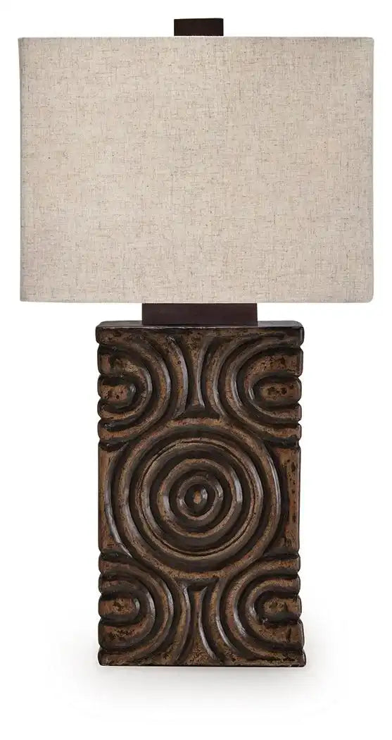 Heathbury - Paper Table Lamp - Antique Brown - Best Buy Furniture
