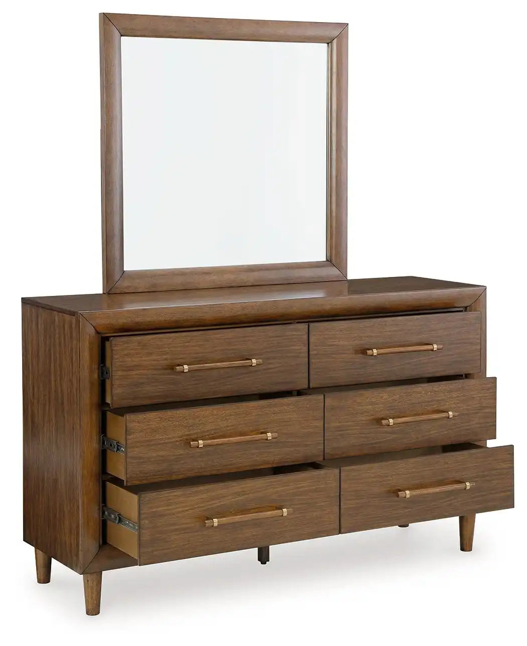 Lyncott - Dresser And Mirror - Brown - Best Buy Furniture