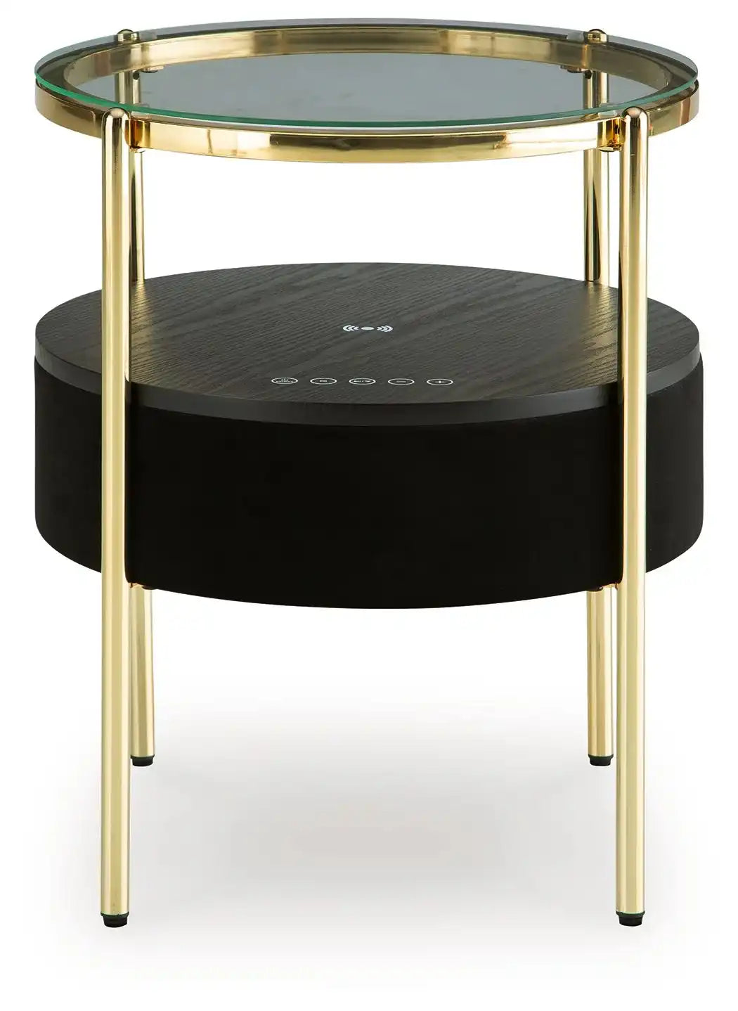 Nedman - Accent Table With Speaker - Black / Gold Finish - Best Buy Furniture