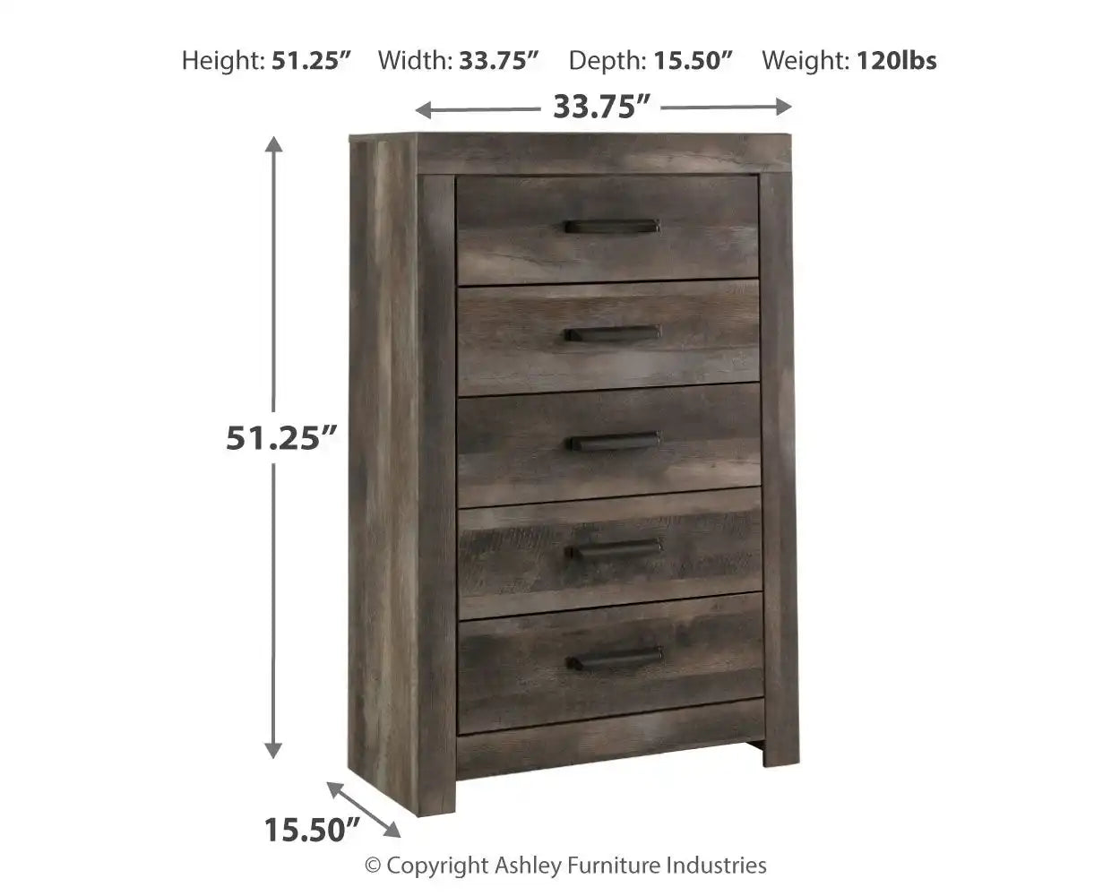 Wynnlow - Five Drawer Chest - Gray - Best Buy Furniture