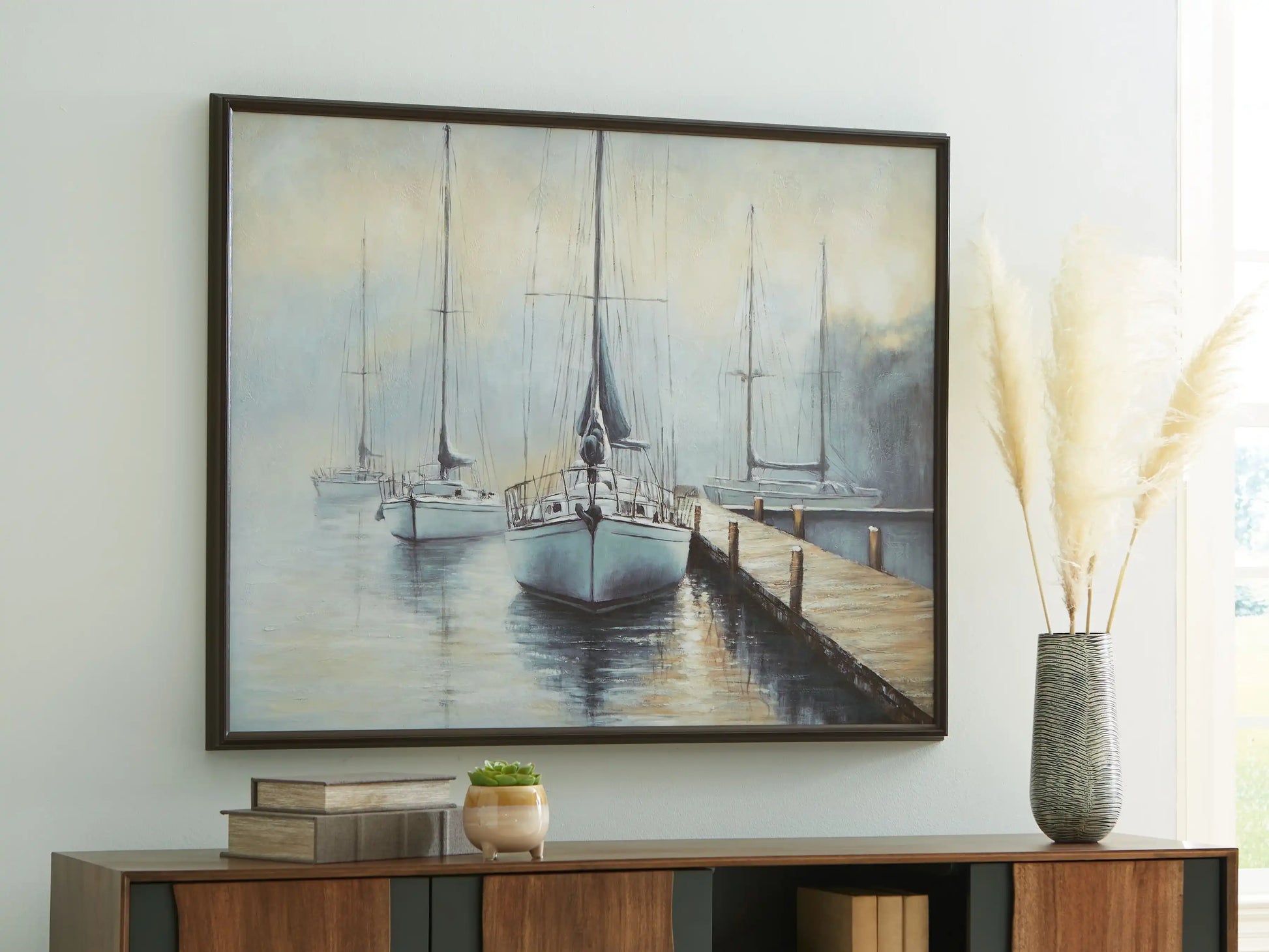 Worthney - Wall Art - Blue / White / Brown - Best Buy Furniture