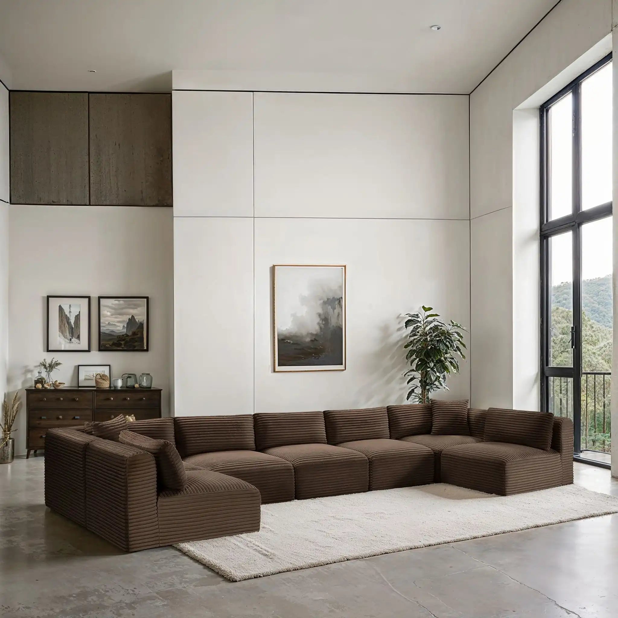 Shaggy - 7 Piece Modular U-Shaped Armless Sectional