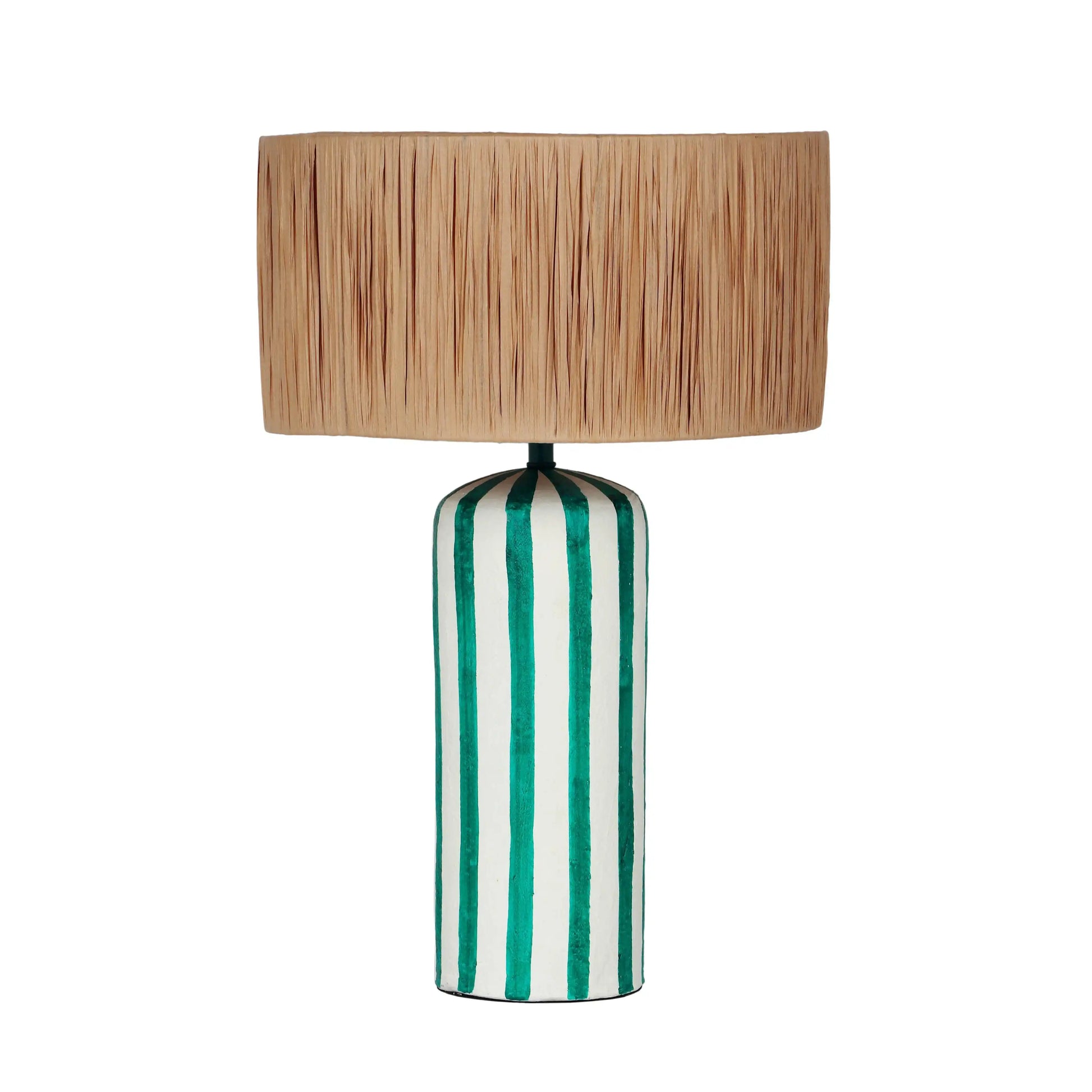 Ravello - Striped Papier Mache Table Lamp - Green - Best Buy Furniture