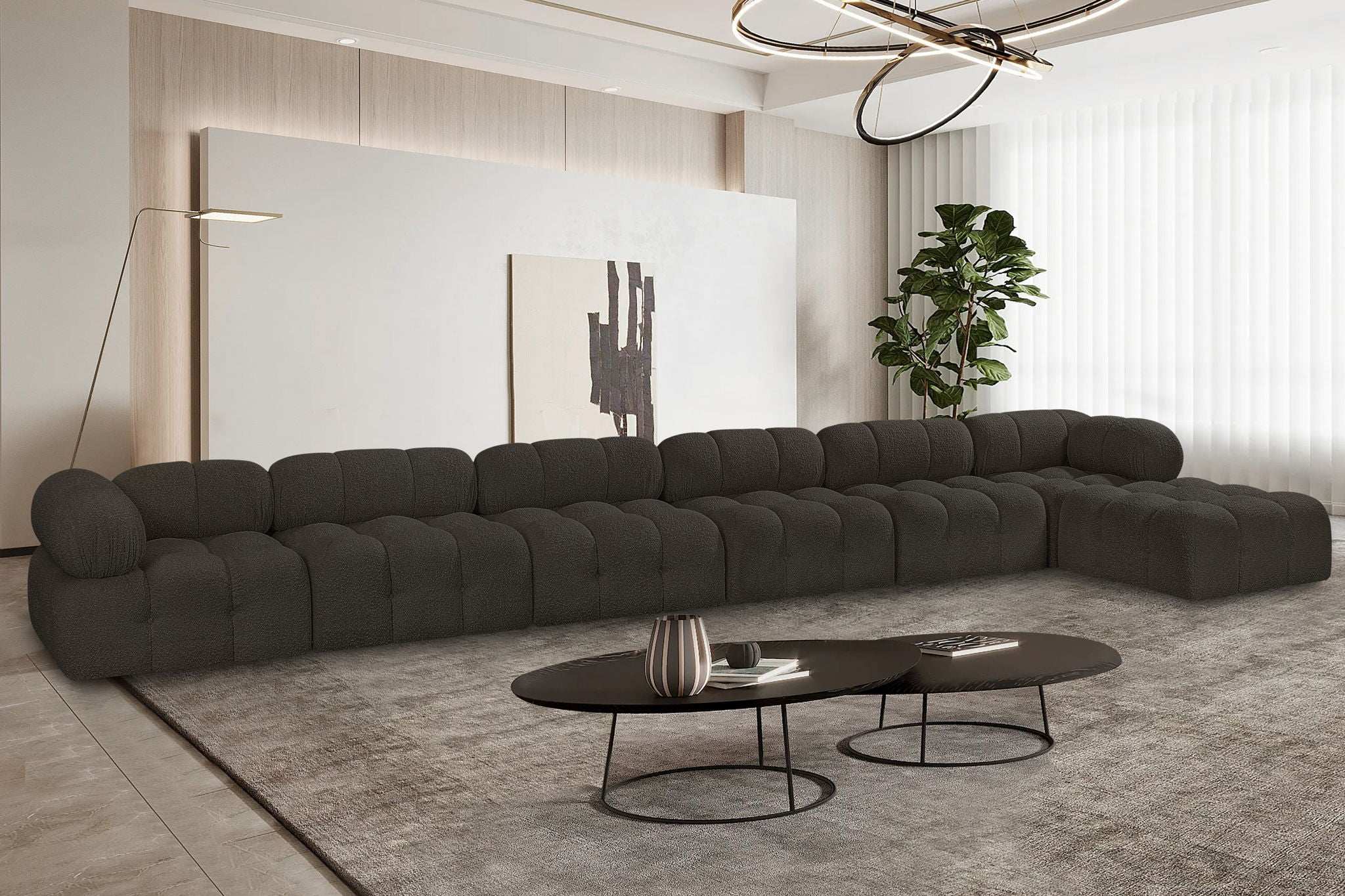 Ames - 7 Piece Boucle Fabric Modular L-Shaped Sectional