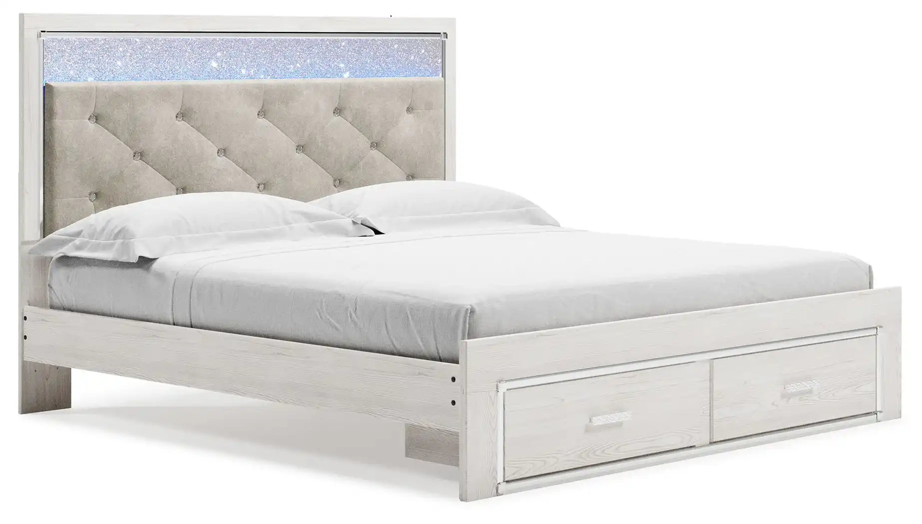 Altyra - King Upholstered Storage Bed - White - Best Buy Furniture