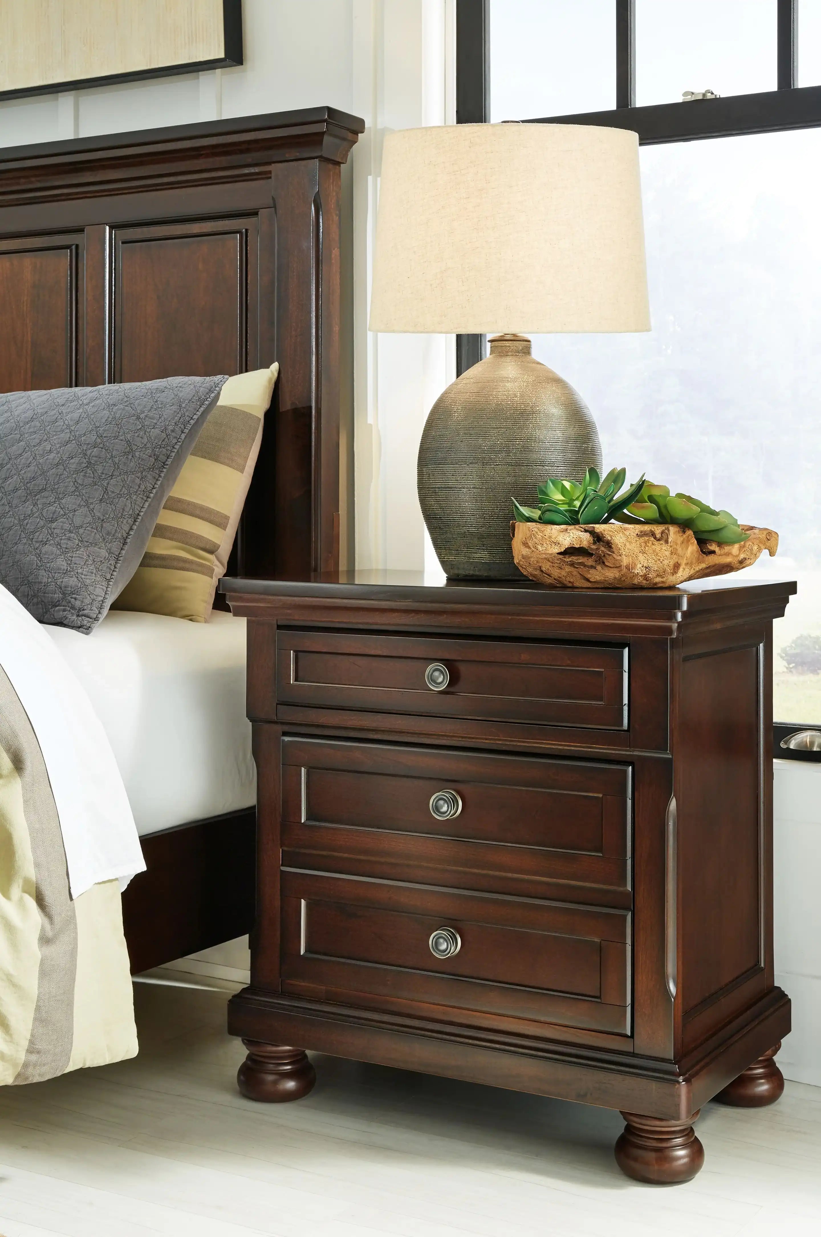 Porter - Two Drawer Night Stand - Dark Brown - Best Buy Furniture
