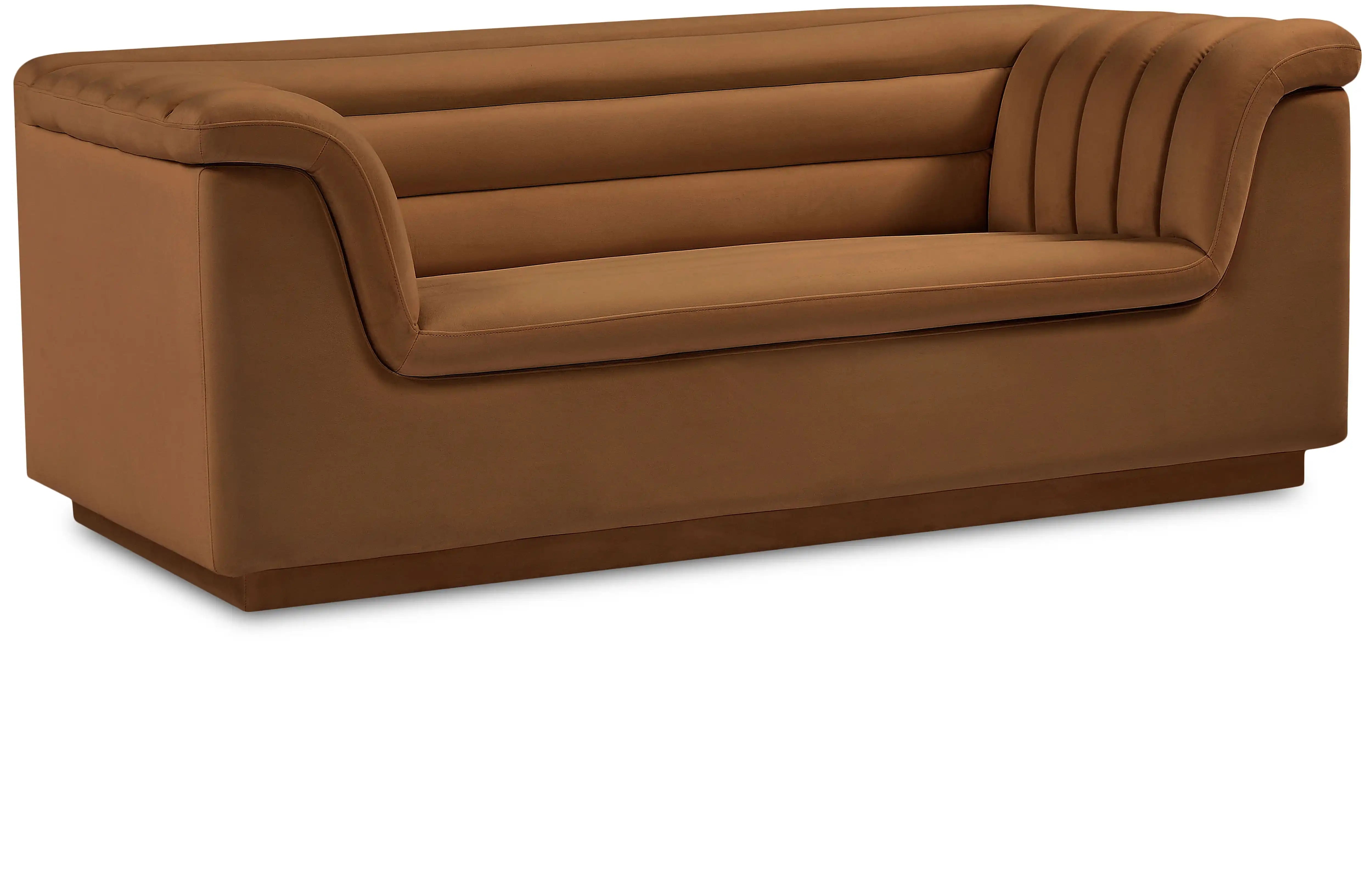 Cascade - Velvet Loveseat - Saddle - Best Buy Furniture