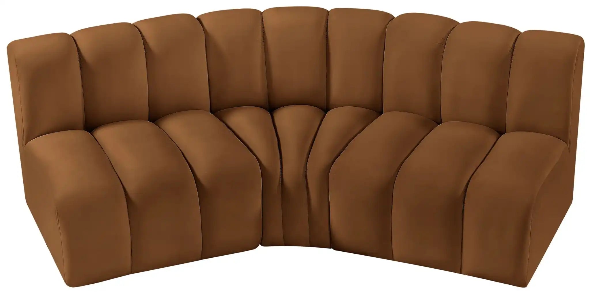Arc - Velvet 3 Piece Modular Corner Sofa - Saddle