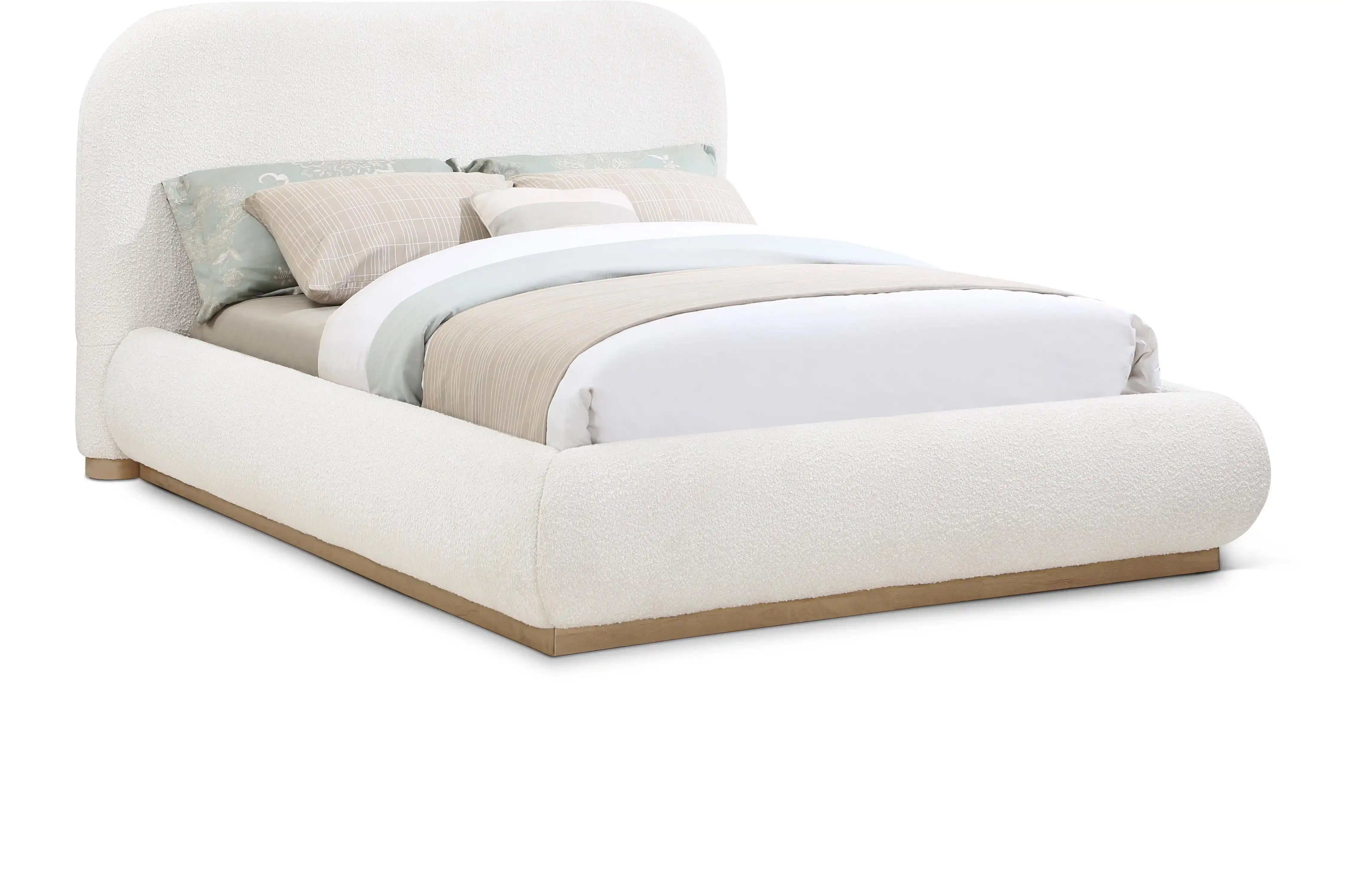 Vaughn - Boucle Bed With Natural Base - Best Buy Furniture