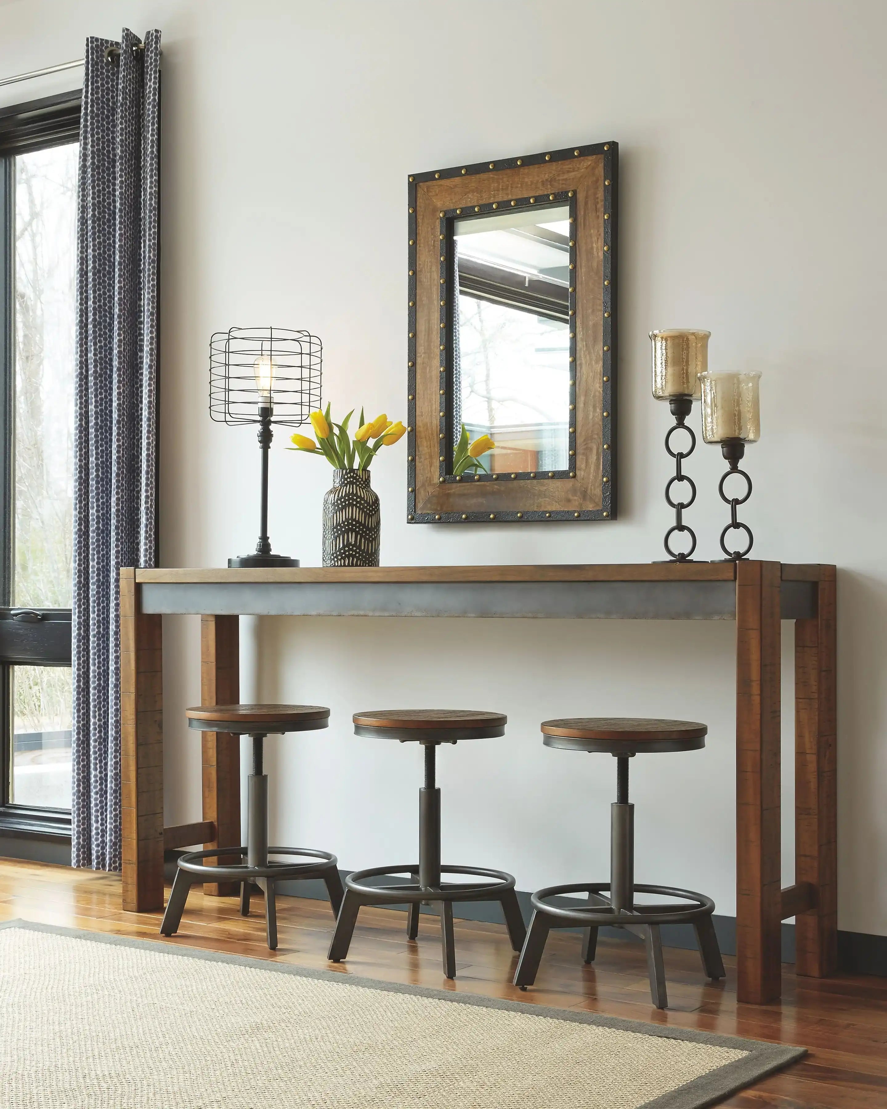 Torjin - Long Counter Table - Dark Brown - Best Buy Furniture