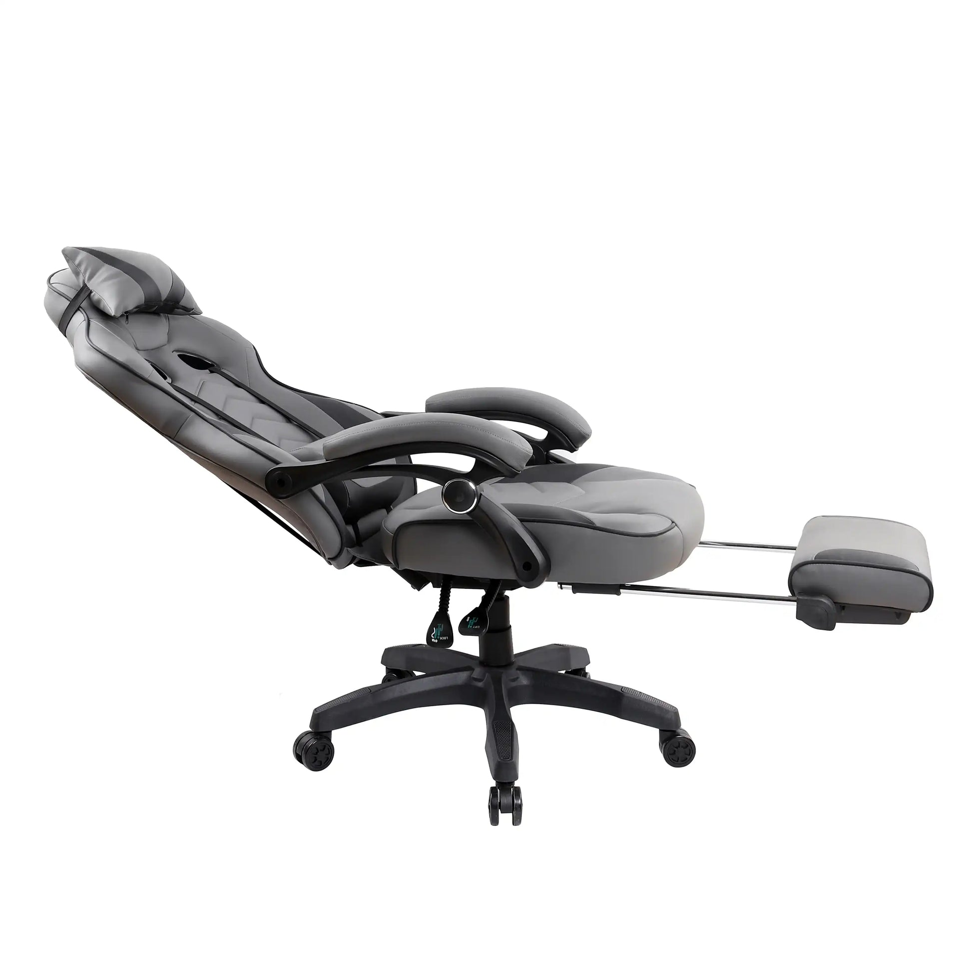 Gaming Racing Style Fully Reclining Executive Office Chair with Footrest, Black & Grey - Best Buy Furniture