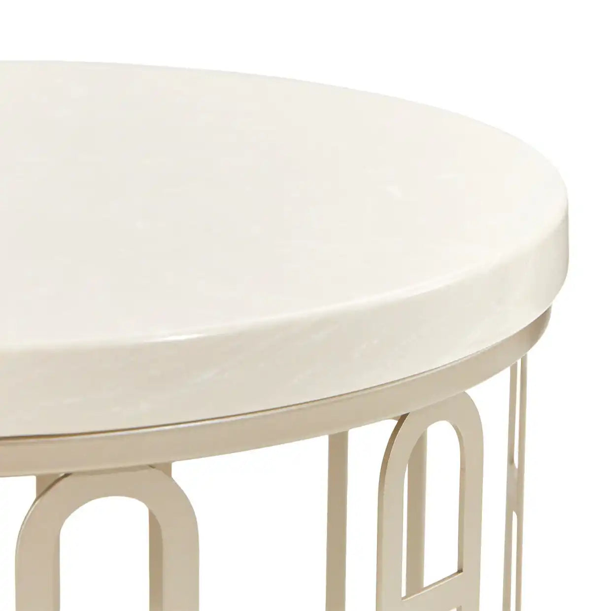 La Marisia - Marble Chairside Table - Creamy Pearl / Champagne - Best Buy Furniture