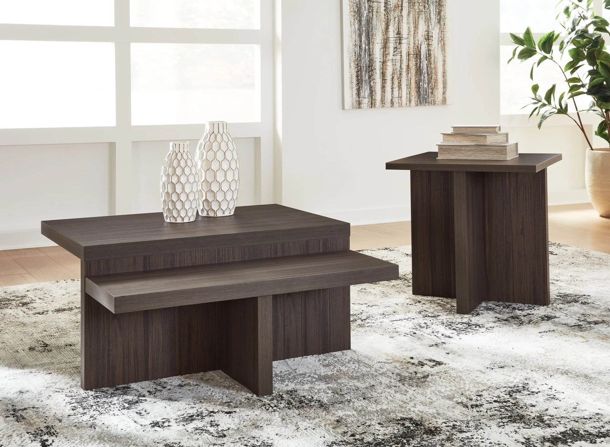Zendex - Occasional Table Set (Set of 2) - Brown - Best Buy Furniture
