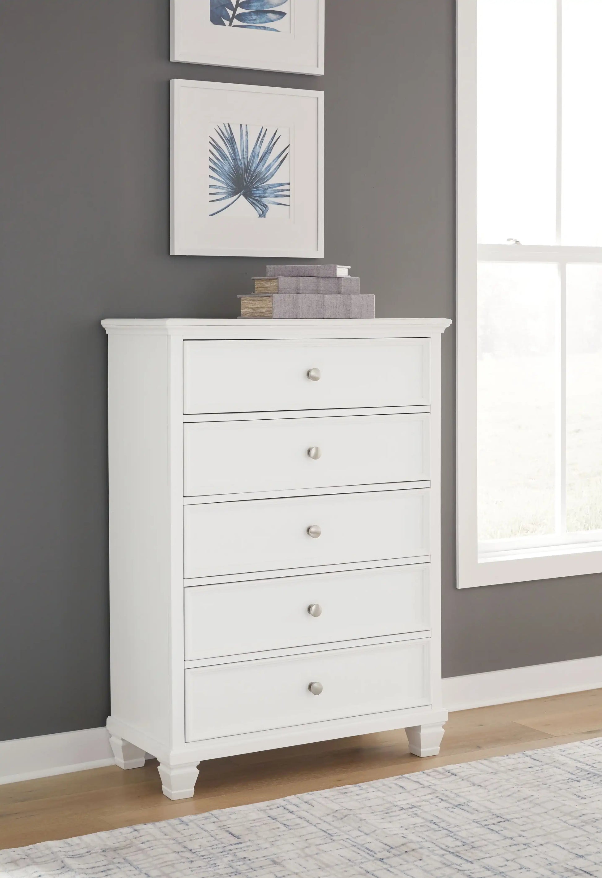 Fortman - Five Drawer Chest - White - Best Buy Furniture